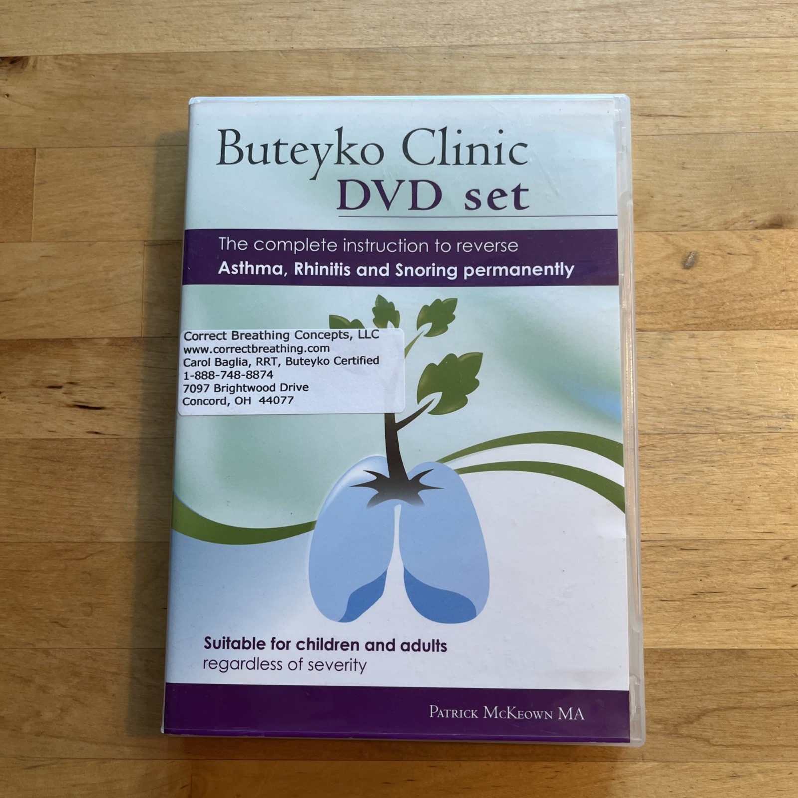 Buteyko Clinic Method DVD, Reverse Asthma & Snoring Patrick McKeown, With Book