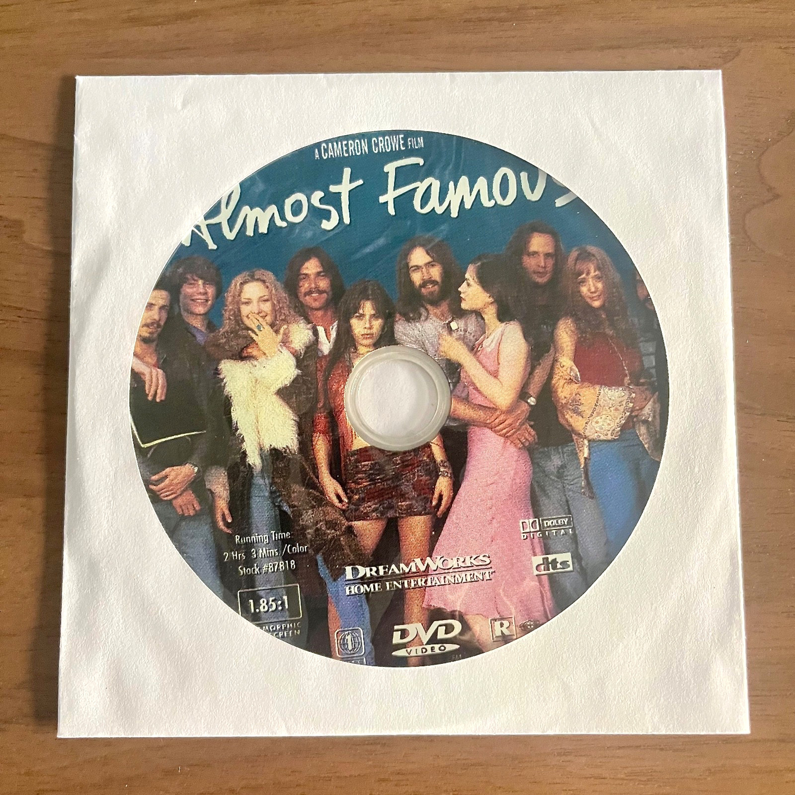 Almost Famous DVD 2000 (disc only) Kate Hudson Cameron Crowe 123 min