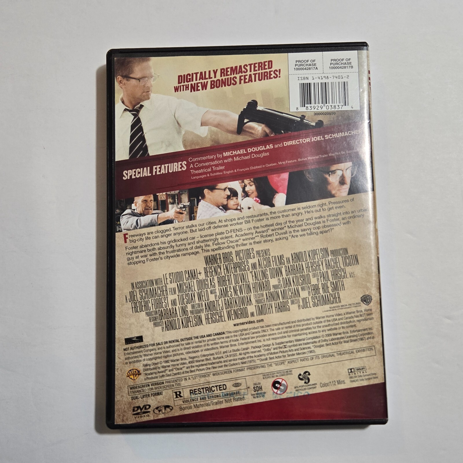 Falling Down DVD 2009 WS Michael Douglas Robert Duvall Deluxe Edition