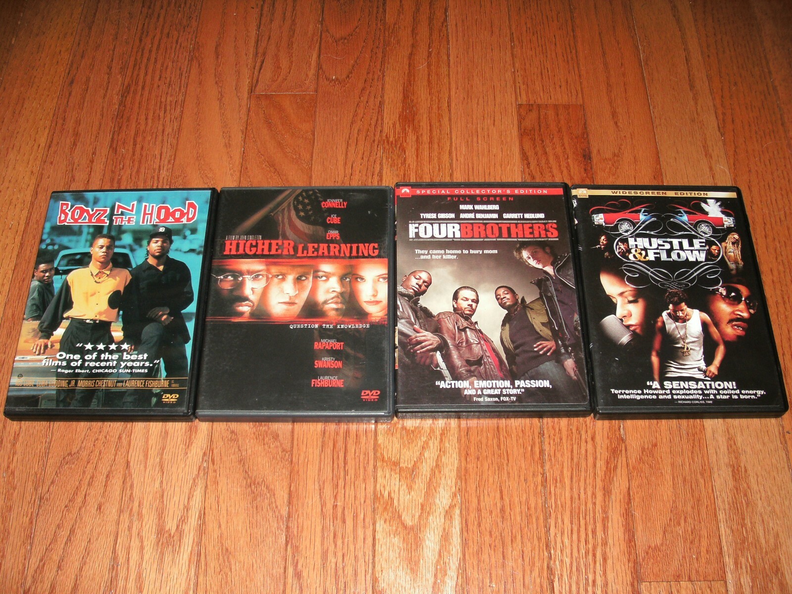 4 John Singleton DVDs. Boyz N the Hood, Higher Learning,4 Brothers, Hustle &Flow