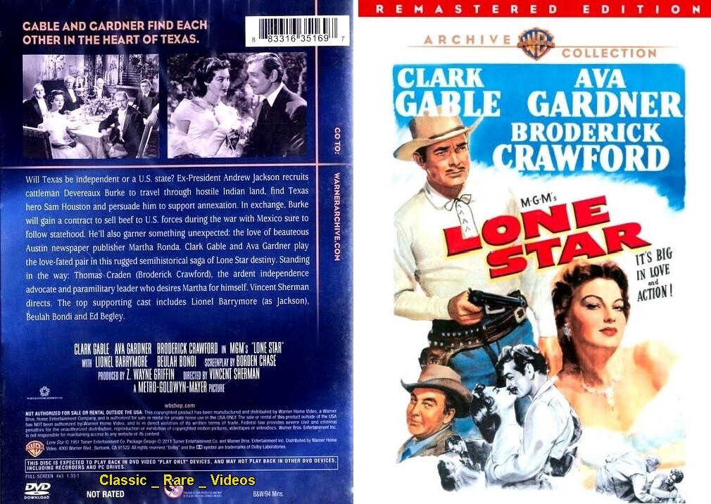Lone Star ~ DVD ~ Clark Gable, Ava Gardner (1952)