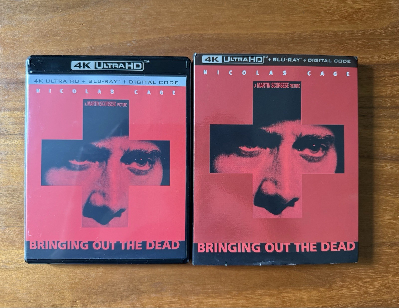 BRINGING OUT THE DEAD 4K. UHD & HD discs, no code. Slipcover damaged (see pics).