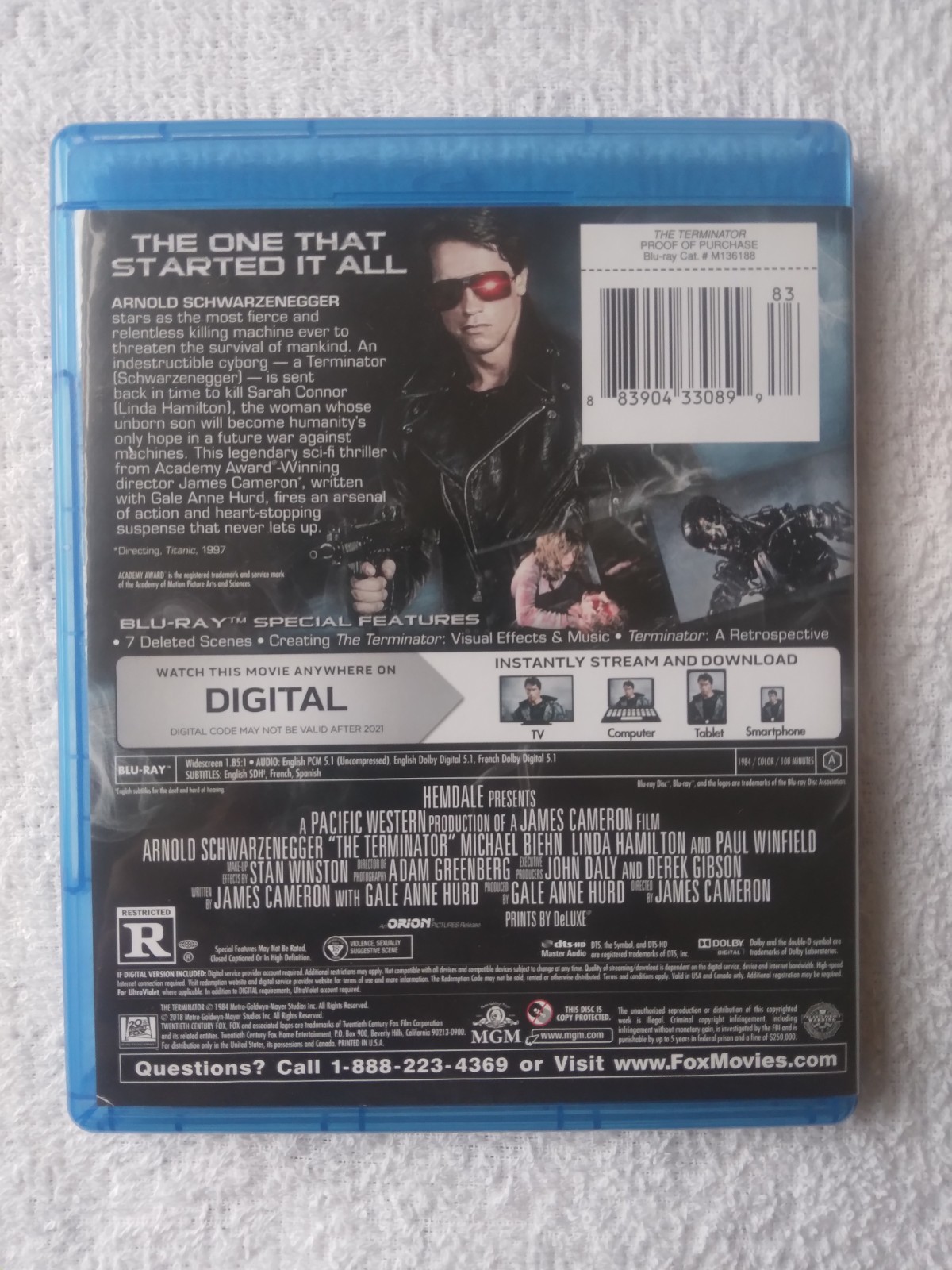 The Terminator (Blu-ray, 1984) with rare OOP retro Deadpool slipcover