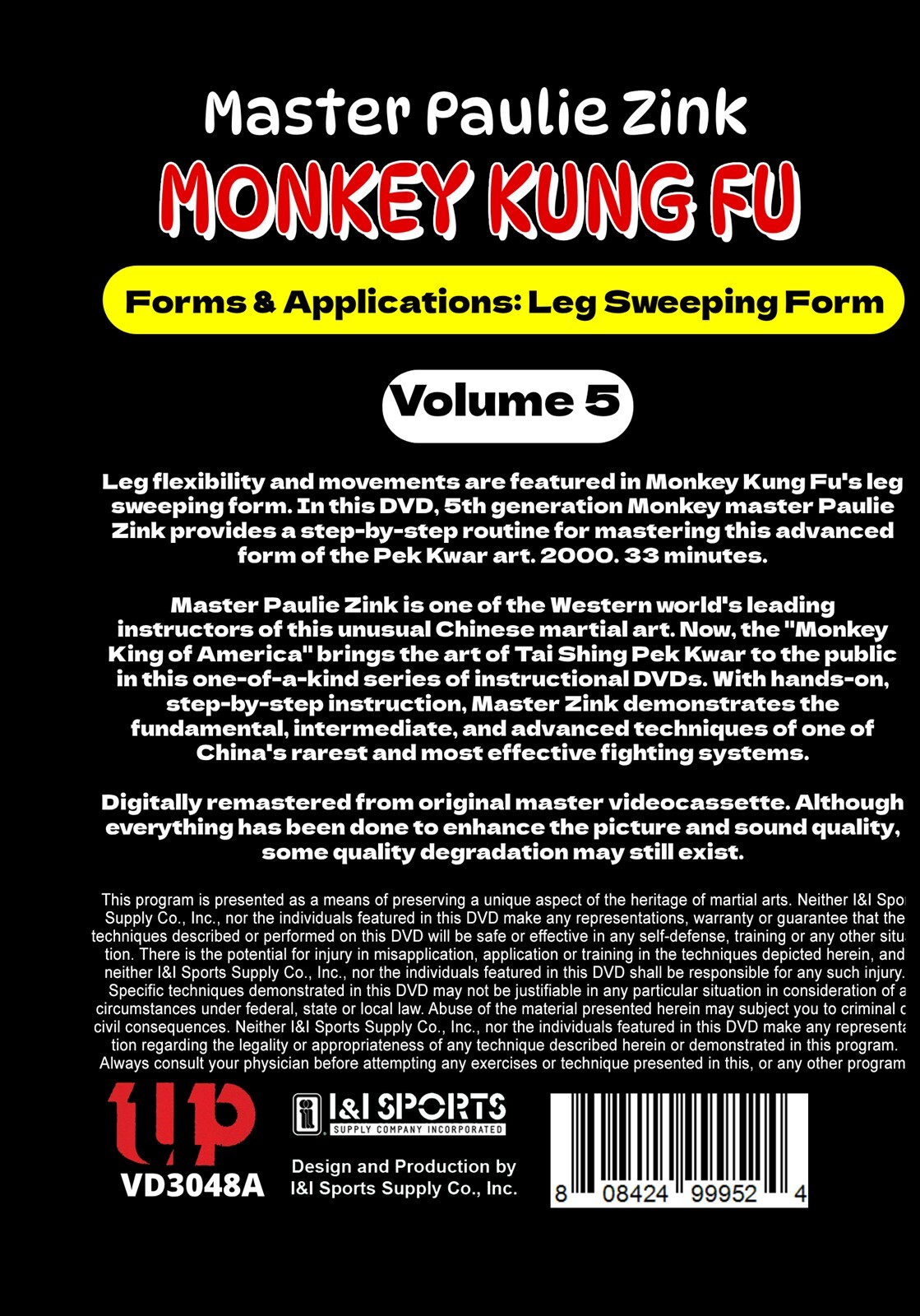 Monkey Kung Fu #5 Martial Arts: Applications Leg Sweeping Form DVD Paulie Zink