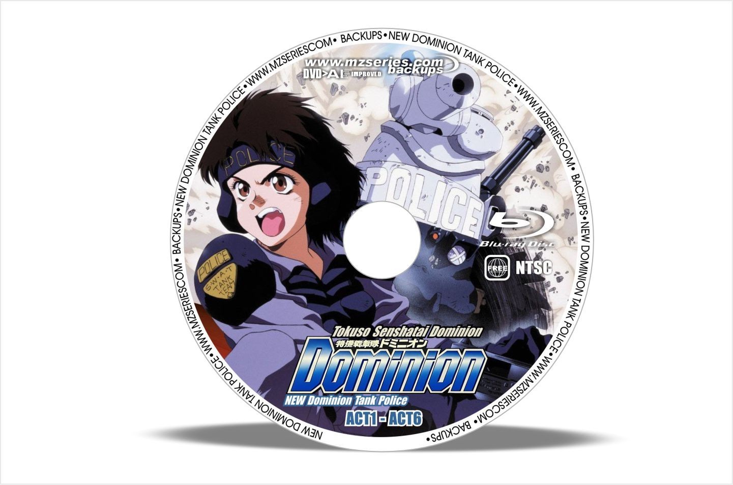 New Dominion Tank Police OVA ACT 1-6 BD-R English Dub Japanese Subs