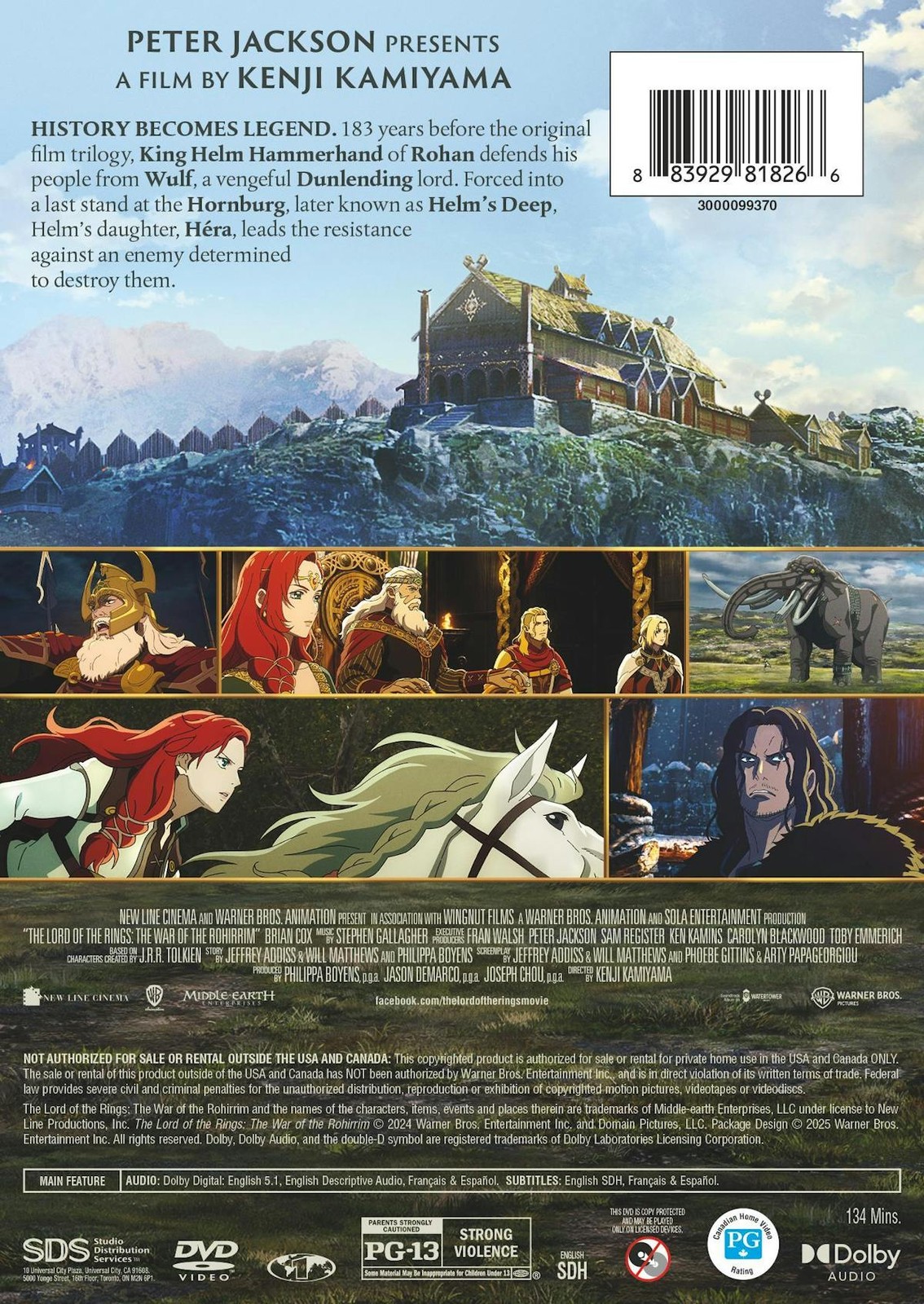 The Lord of the Rings The War of the Rohirrim DVD NEW