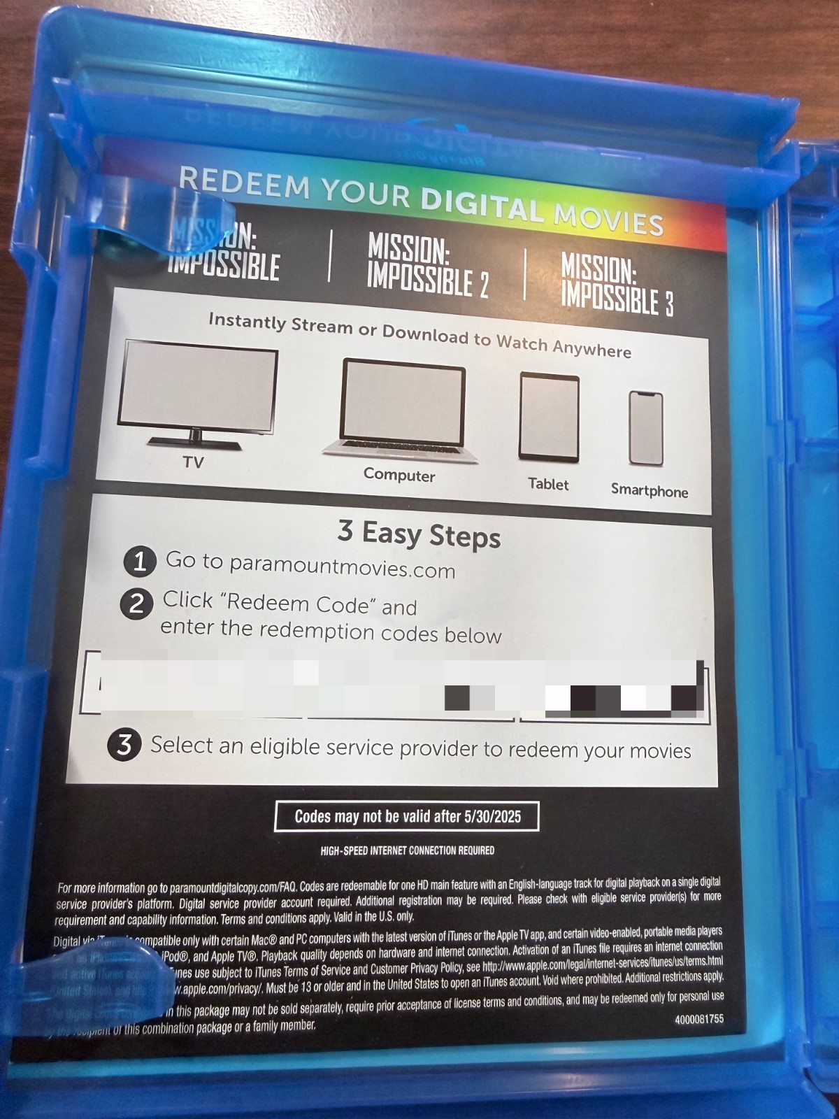 Mission Impossible 6-Film Blu-ray Collection + Digital Codes