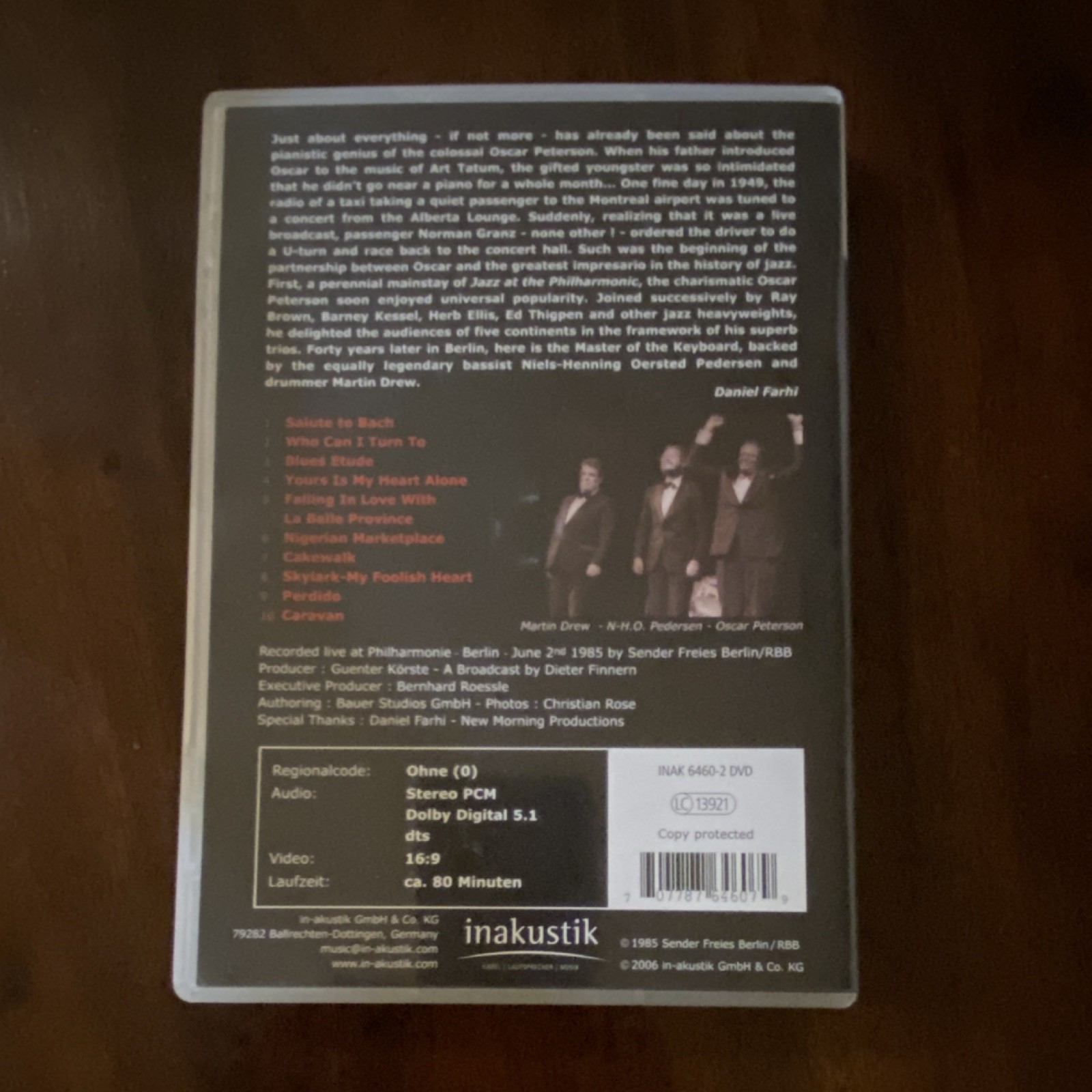 Oscar Peterson Trio The Berlin Concert DVD Region 2 2006 16:9 Copy Protected
