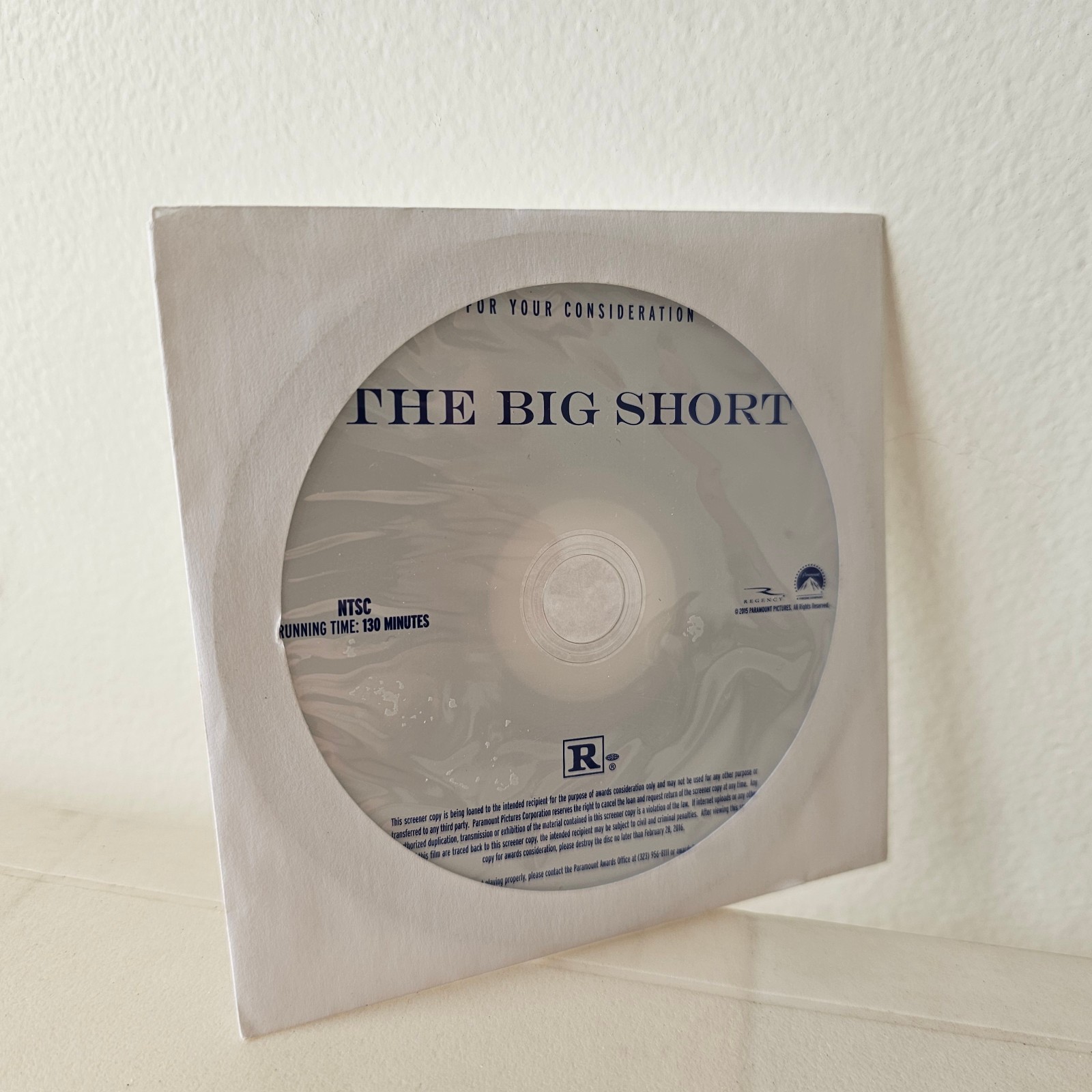THE BIG SHORT 2015 FYC Screener SAG For Your Consideration DVD Free USA Shipping
