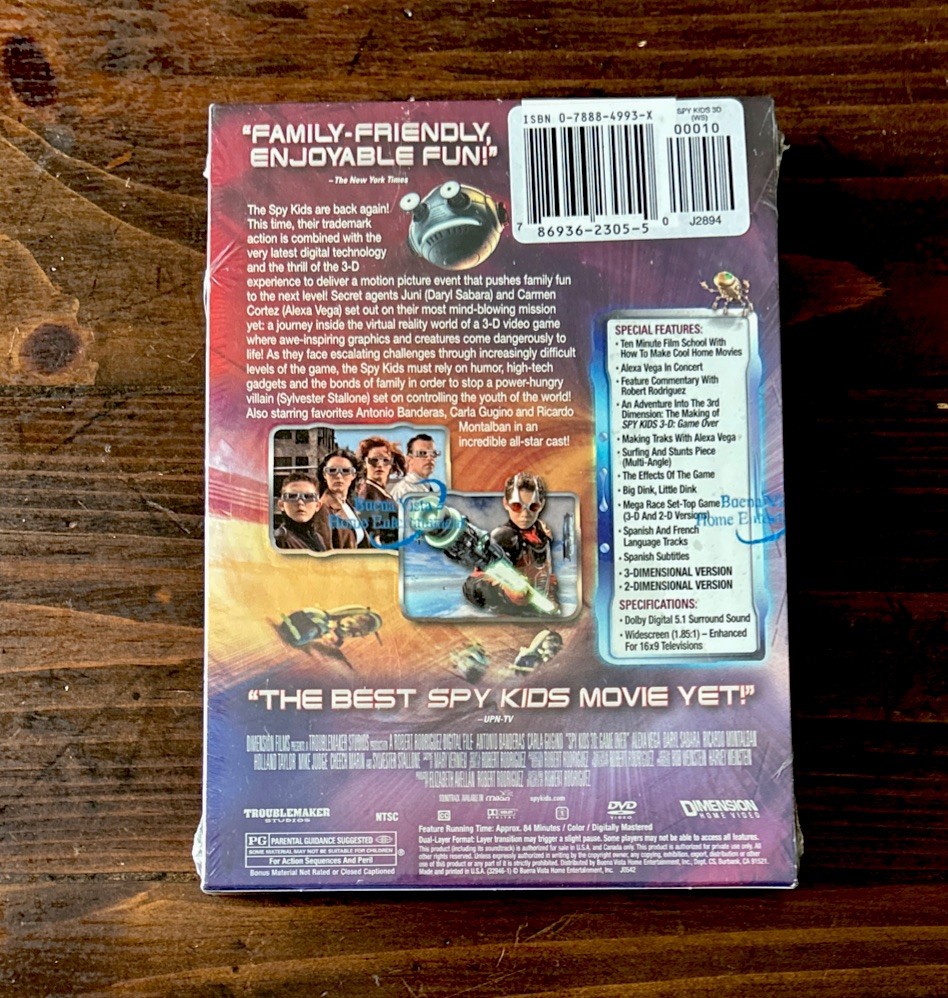 Spy Kids 3-D Game Over DVD NEW Sealed 2 Discs 4 Pair Glasses Sci-Fi Family Movie