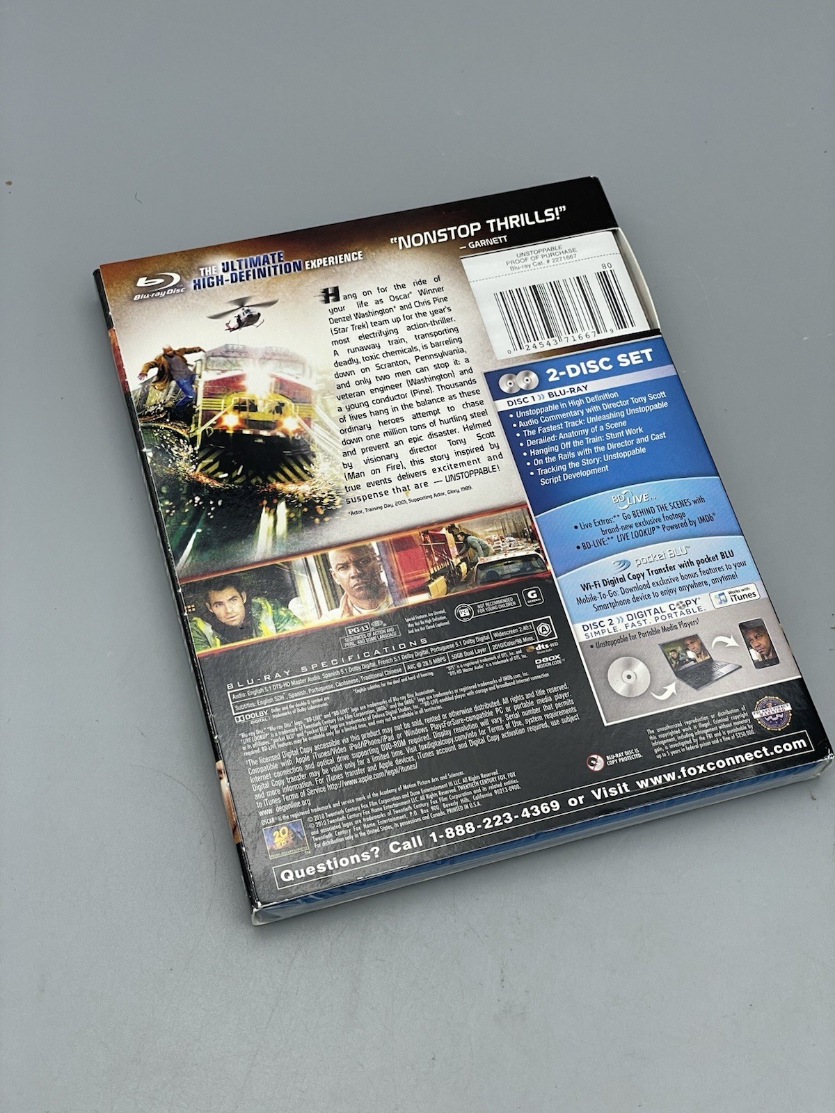 Unstoppable Blu-ray 2010 Denzel Washington Chris Pine Tony Scott