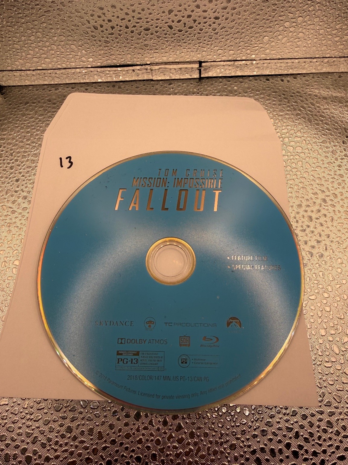 Mission: Impossible Fallout Blu-ray 2018 Tom Cruise Dolby Atmos Special Features