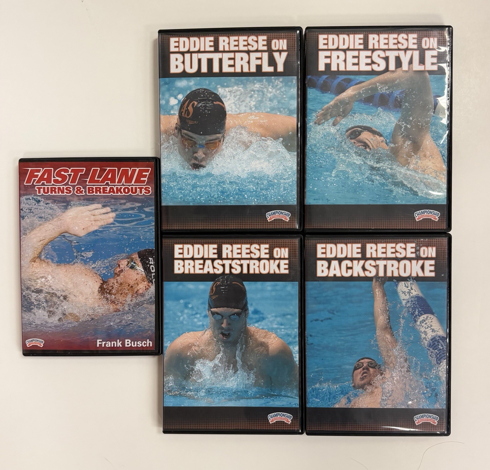 Swimming Instructional DVDs Eddie Reese Frank Busch – Lot of 5