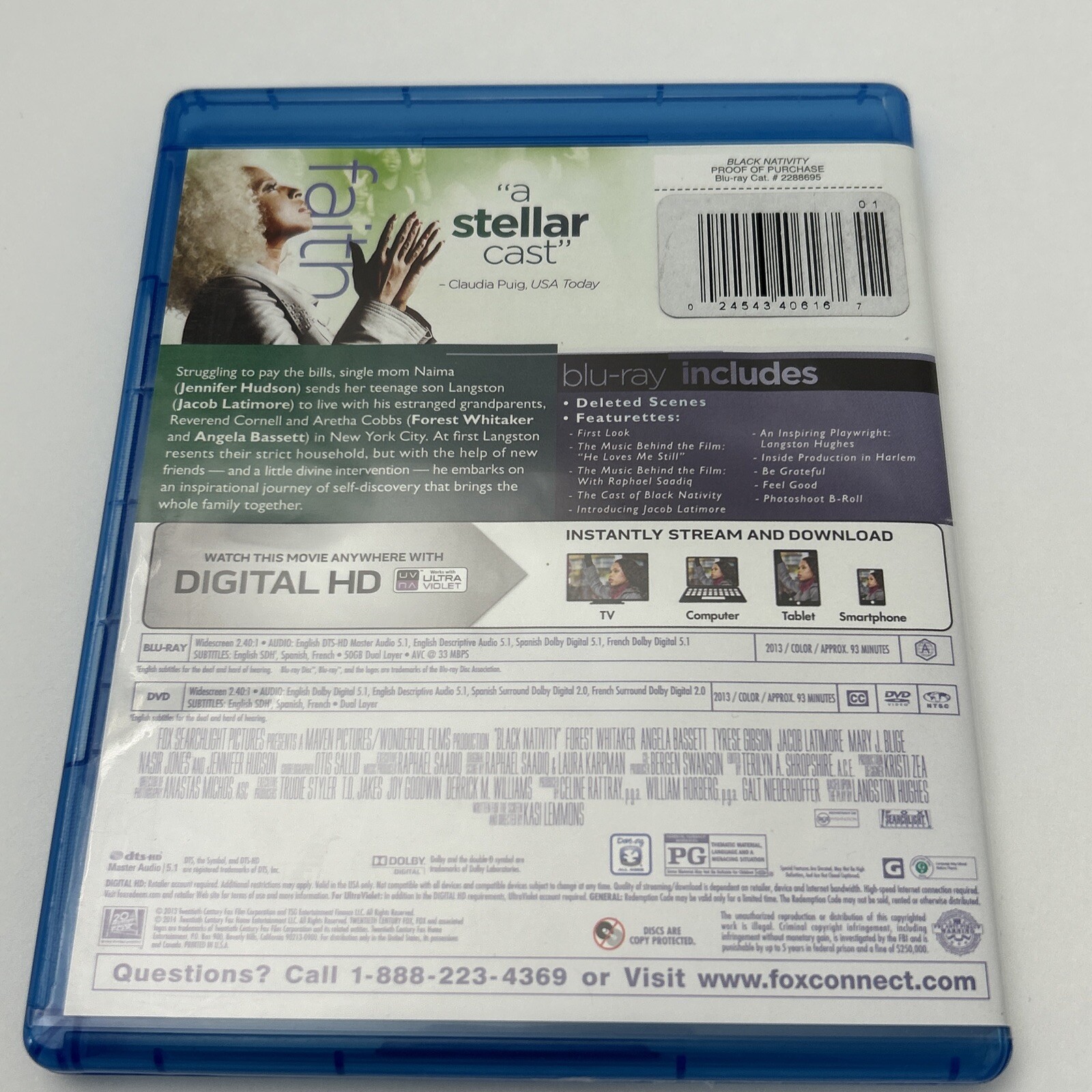 Black Nativity (Blu-ray, DVD , 2013) Forest Whitaker, Tyrese Gibson-No Digital