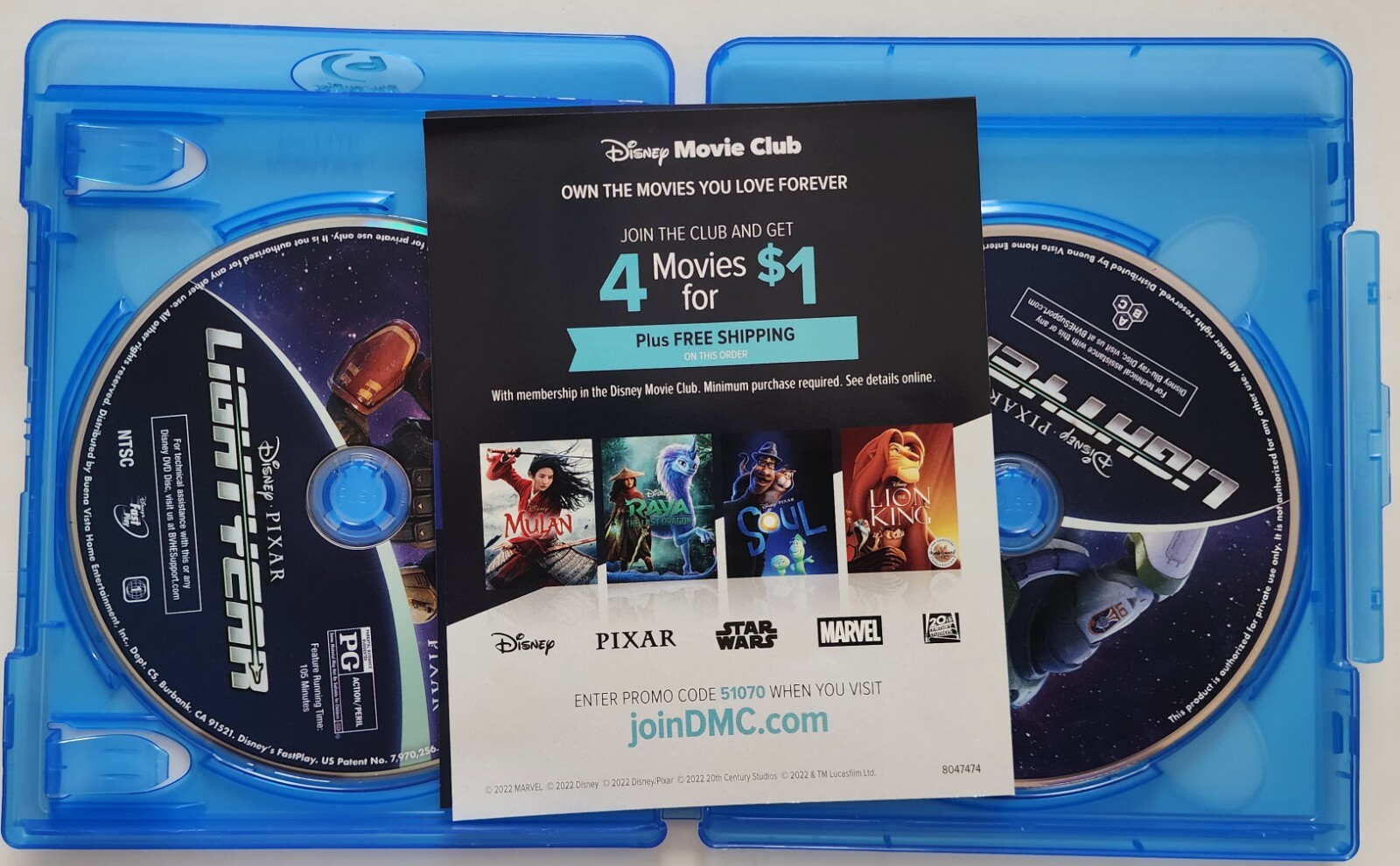 DISNEY PIXAR LIGHTYEAR BLU RAY + DVD 2 DISC SET FREE SHIPPING