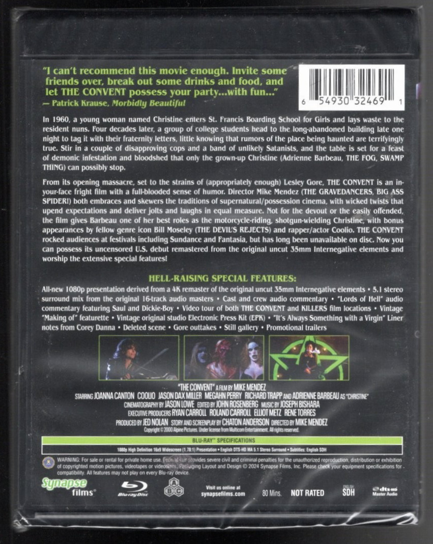 The Convent (Blu-ray, 2000, Synapse) Andrienne Barbeau, Coolio, Joanna Canton