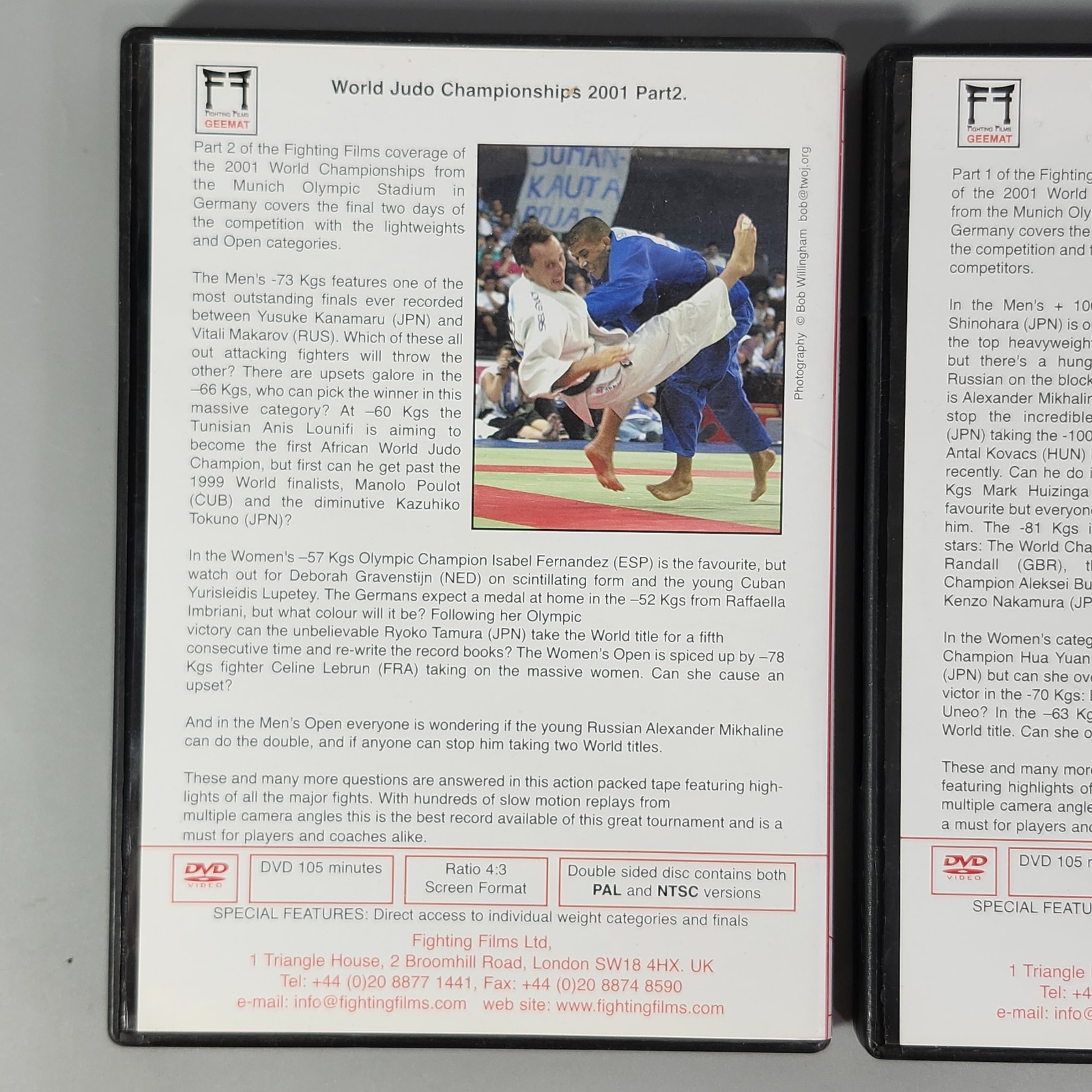 Olympic Judo Championship 2001 Munich Germany Pt 1-2 DVD Unisex Neil Adams IJF