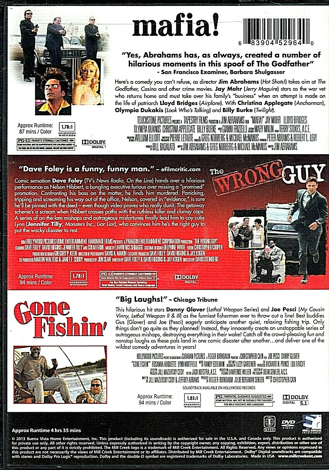Triple Feature: Mafia!/The Wrong Guy/Gone Fishin’/2 DVD Set 2013 [N2]