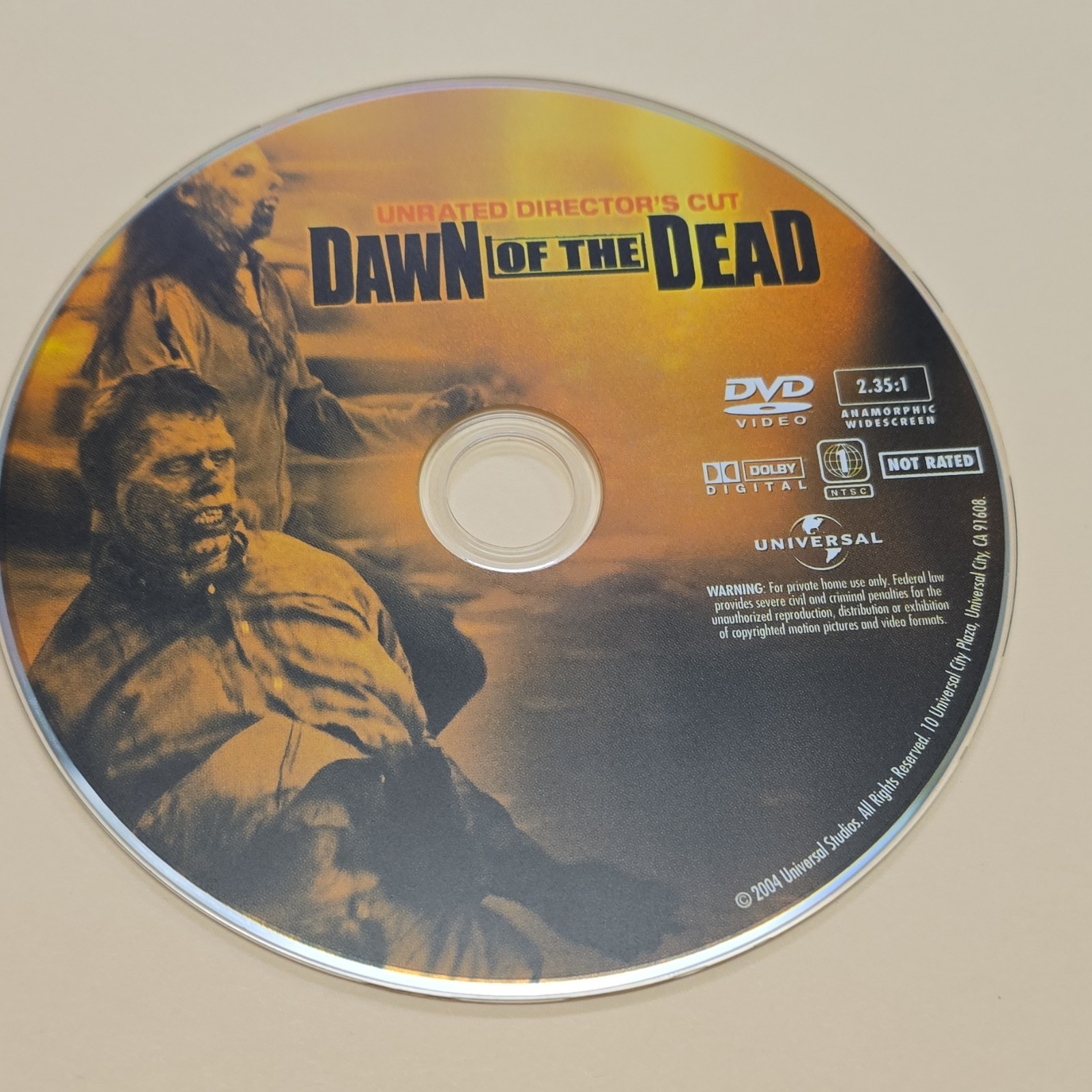 UNIVERSAL Dawn of the Dead DVD Unrated Director’s Cut 2.35:1 DISK ONLY