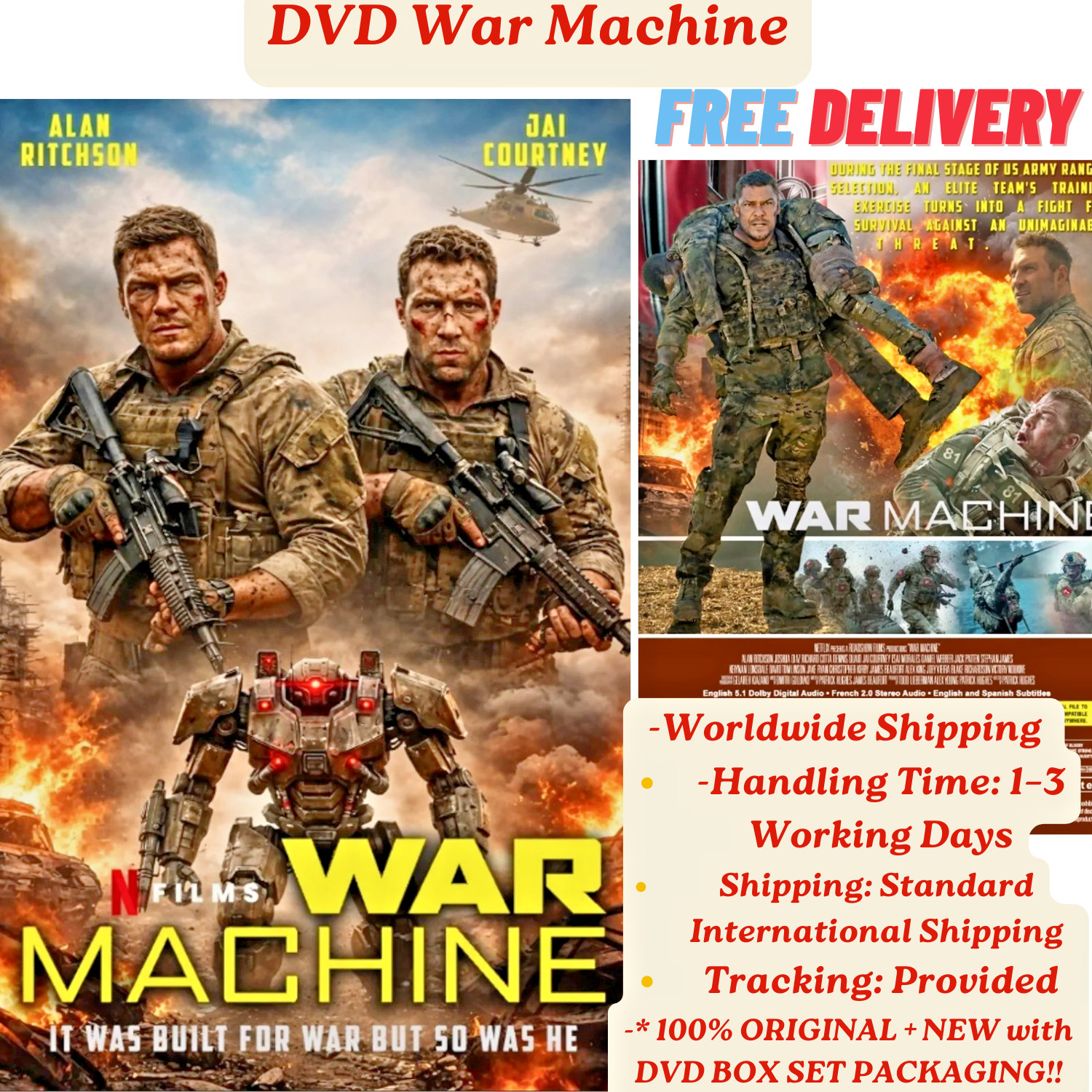 War Machine DVD Region Free Military Action Movie English Subtitl Alan Ritchson