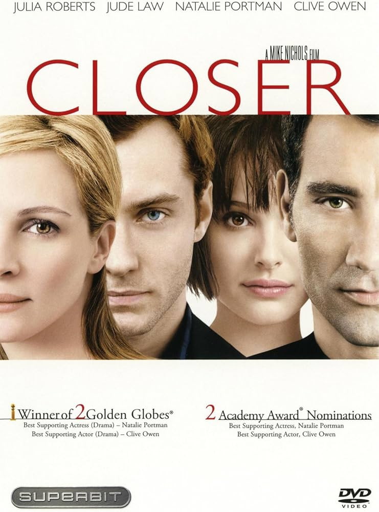 Closer – Julia Roberts Jude Law Natalie Portman Clive Owen ~DVD ✂️💲⬇