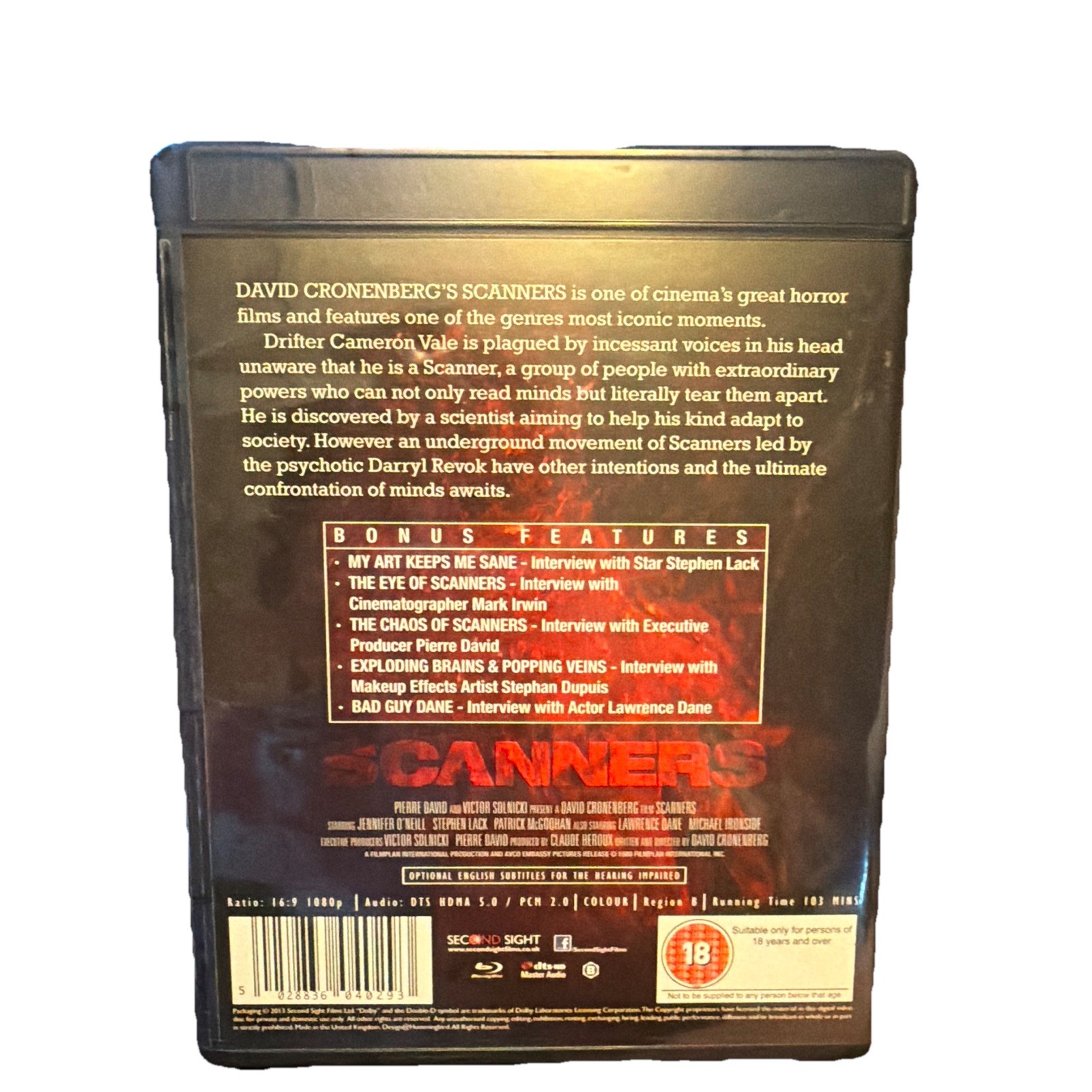 David Cronenberg’s Scanners Blu-ray Horror – Widescreen 16:9 – R – 103 Min