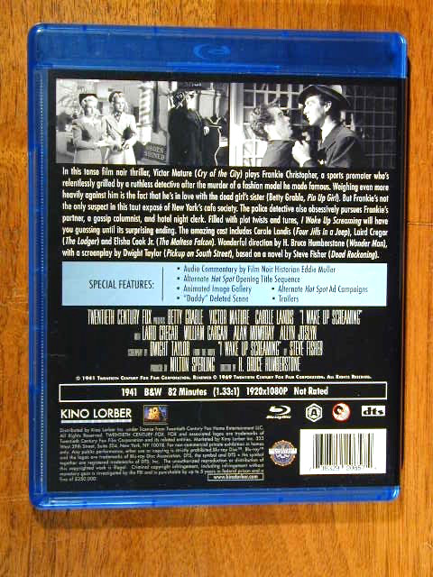 I WAKE UP SCREAMING 1941 BLU RAY KINO LORBER FILM NOIR BETTY GRABLE VICTOR MATUR