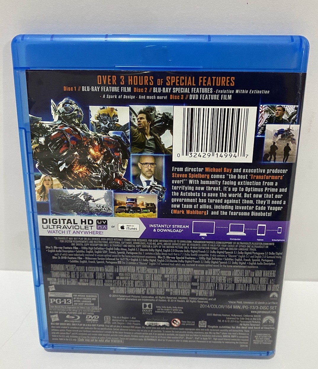 Transformers Age of Extinction Blu-ray DVD 2014 Mark Wahlberg Michael Bay