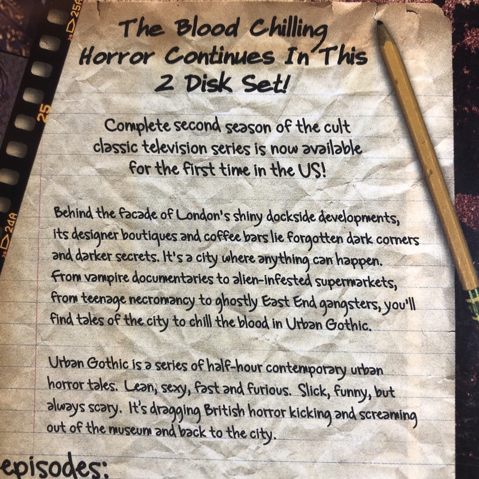 Urban Gothic Season 2 (DVD 2000) TV Horror Cult Classic Rare HTF UK Anthology