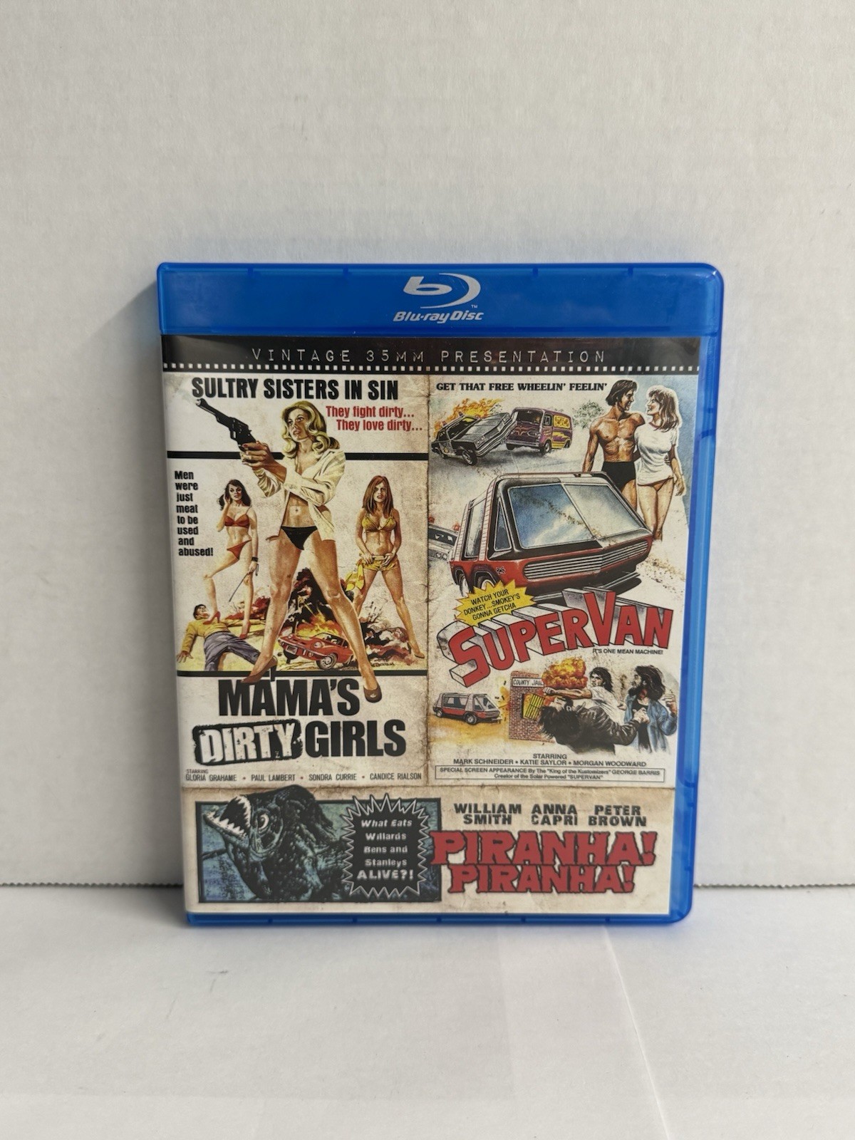 Mama’s Dirty Girls Supervan Piranha Blu Ray 2018 35MM Code Red Tested Working