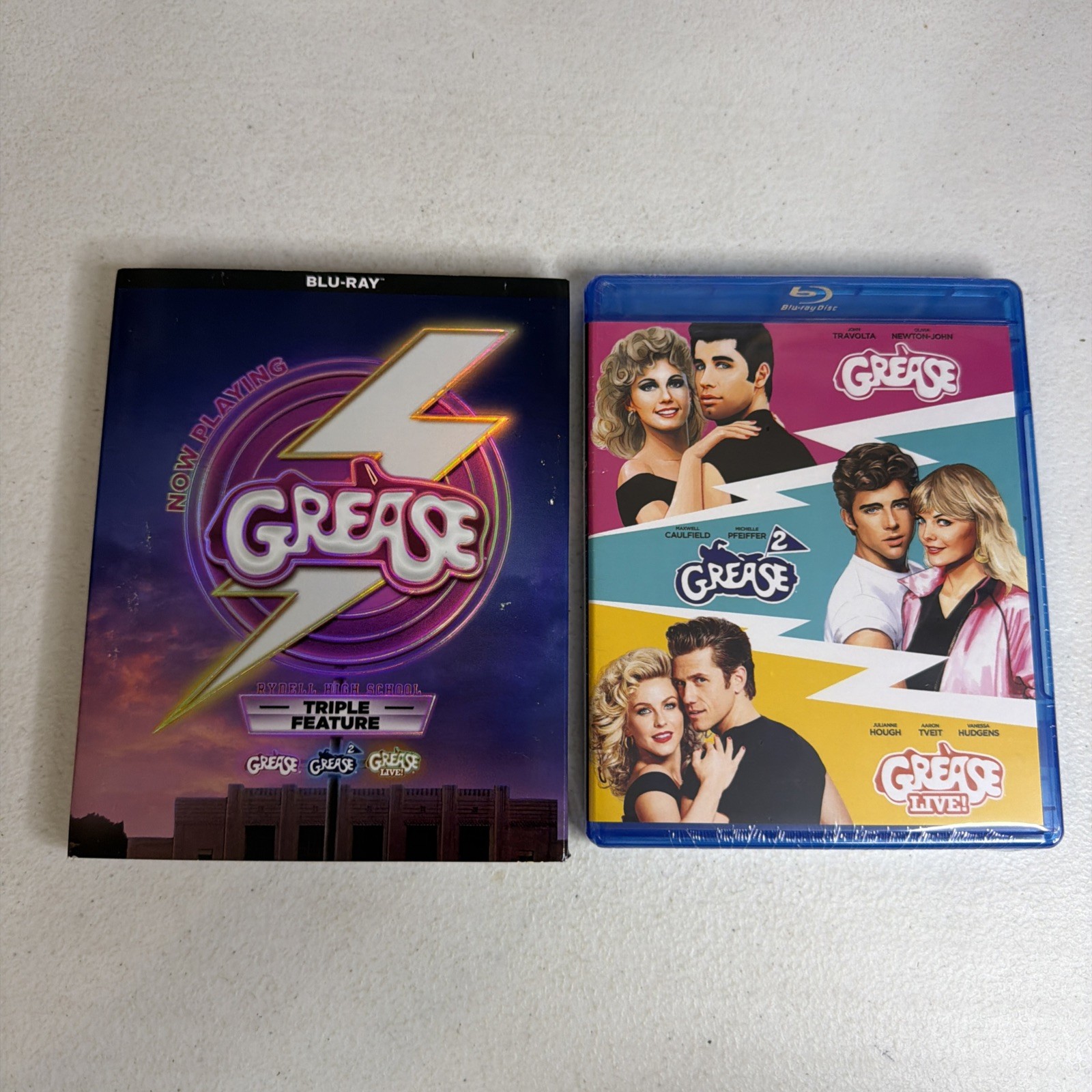 Grease / Grease 2 / Grease Live! Collection Blu-ray w/ Slipcover NEW