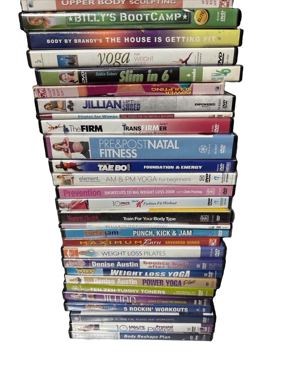 Lot Of 28 Work Out DVDs: Pilates, Fat Burn, & Yoga