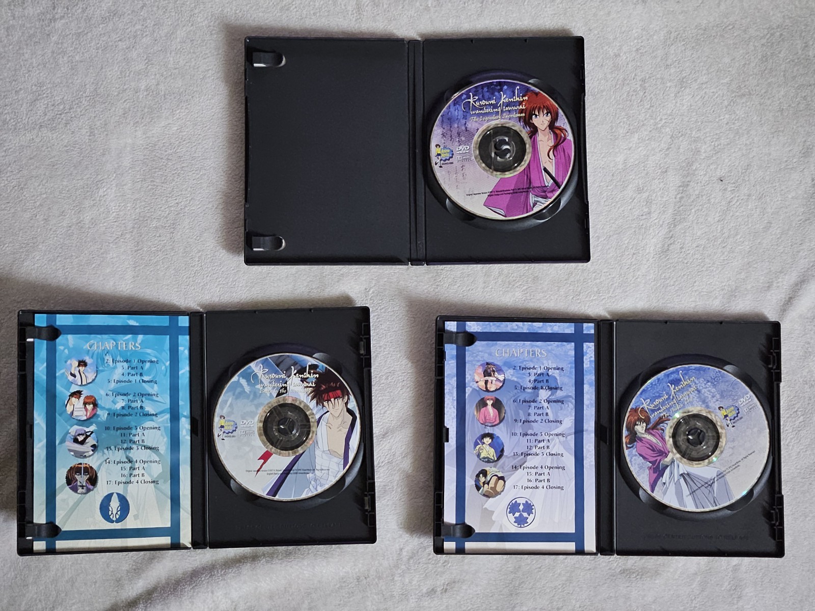 Rurouni Kenshin 12 DVD Set Episodes 1-12, 28-62, & 67-70 See Description
