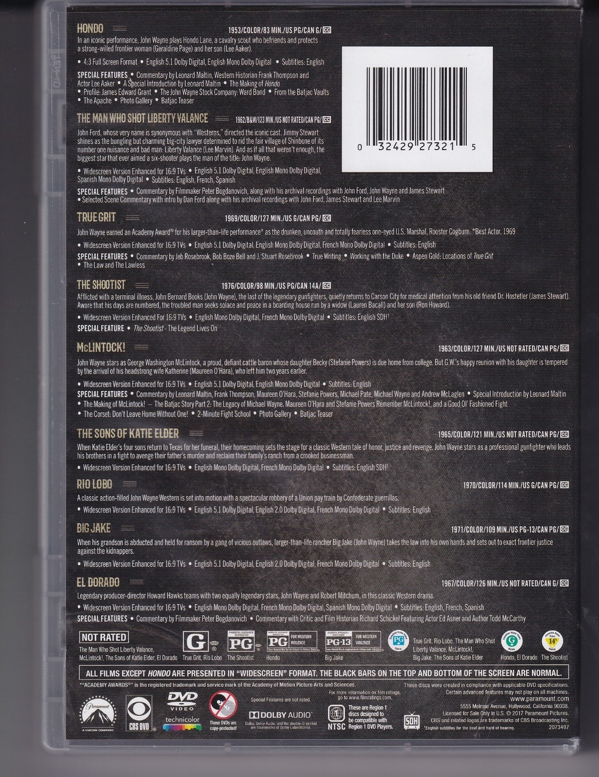 JOHN WAYNE WESTERN COLLECTION (9-DISC DVD) [3DBOX12]