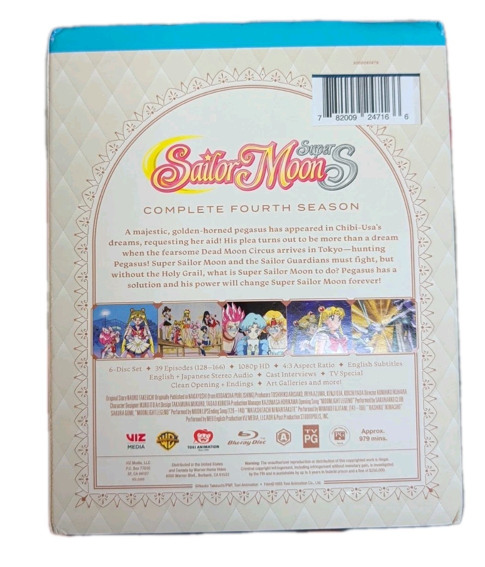Super Sailor Moon – Complete Season 4th (6 Blu-ray Disc Set, 2024) + Slipcover
