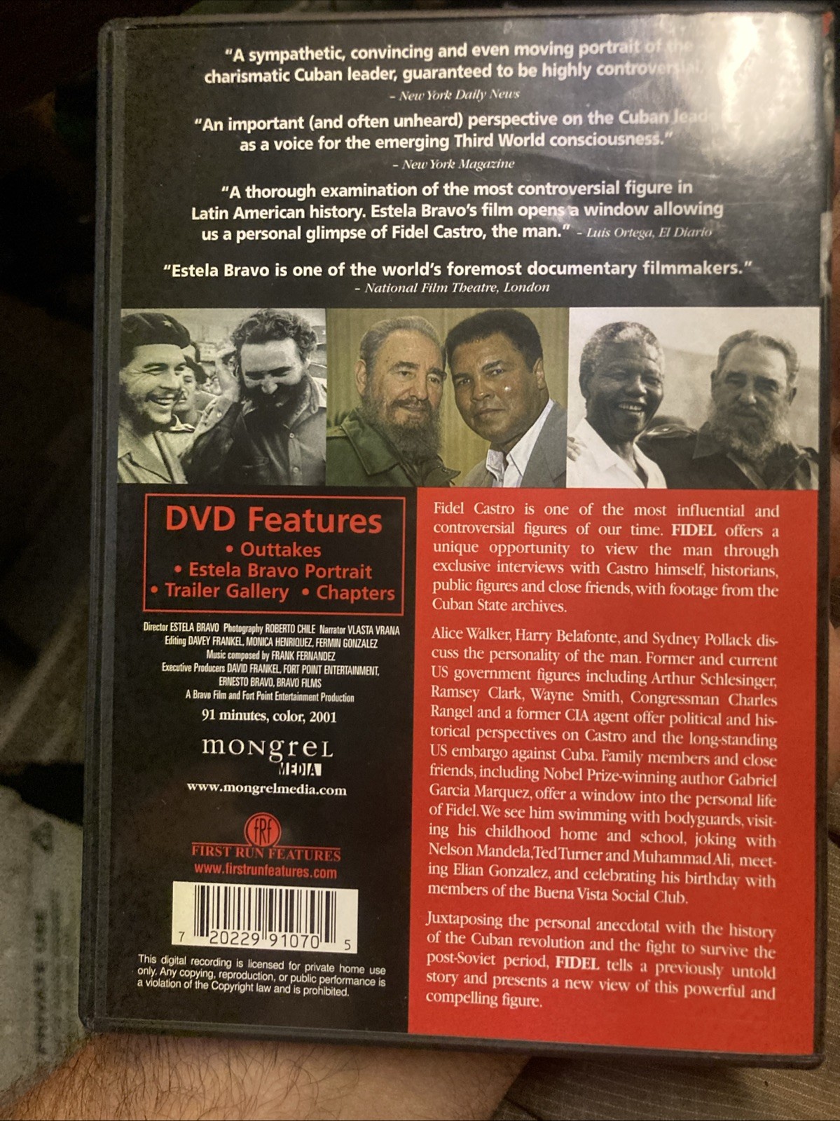 Fidel: The Untold Story DVD 2001 Color 91 Min Estela Bravo Director