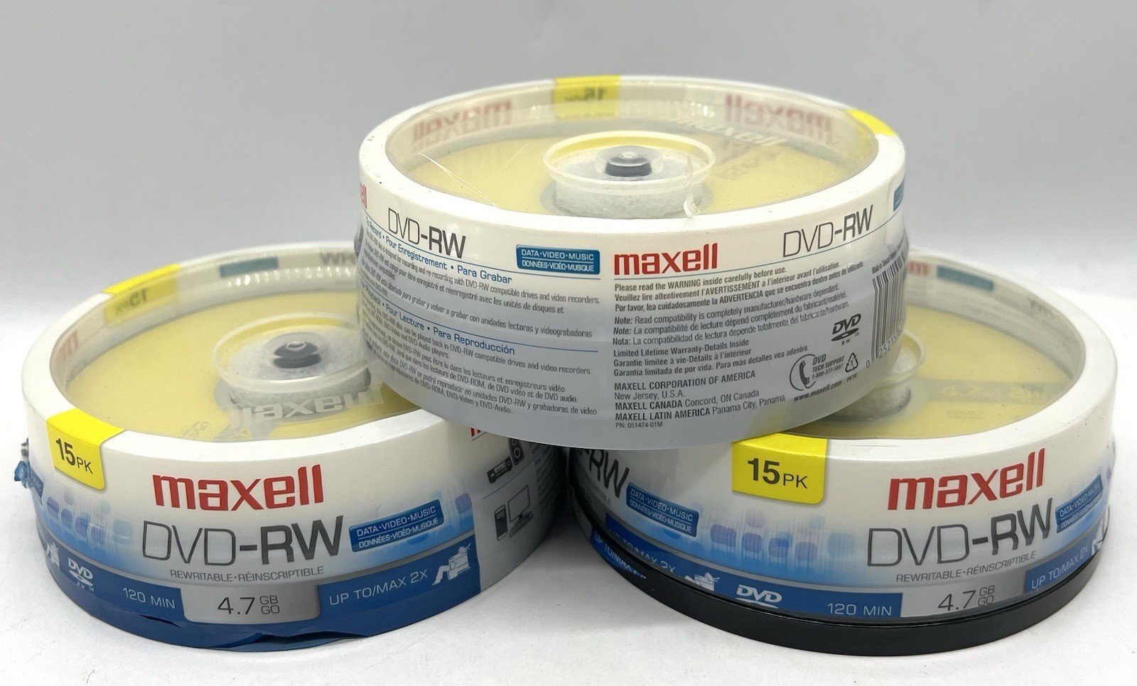 44 Maxell DVD-RW Discs 4.7GB Blank (15 Pack) 120 Min – 2 Sealed Read *ShipsFAST