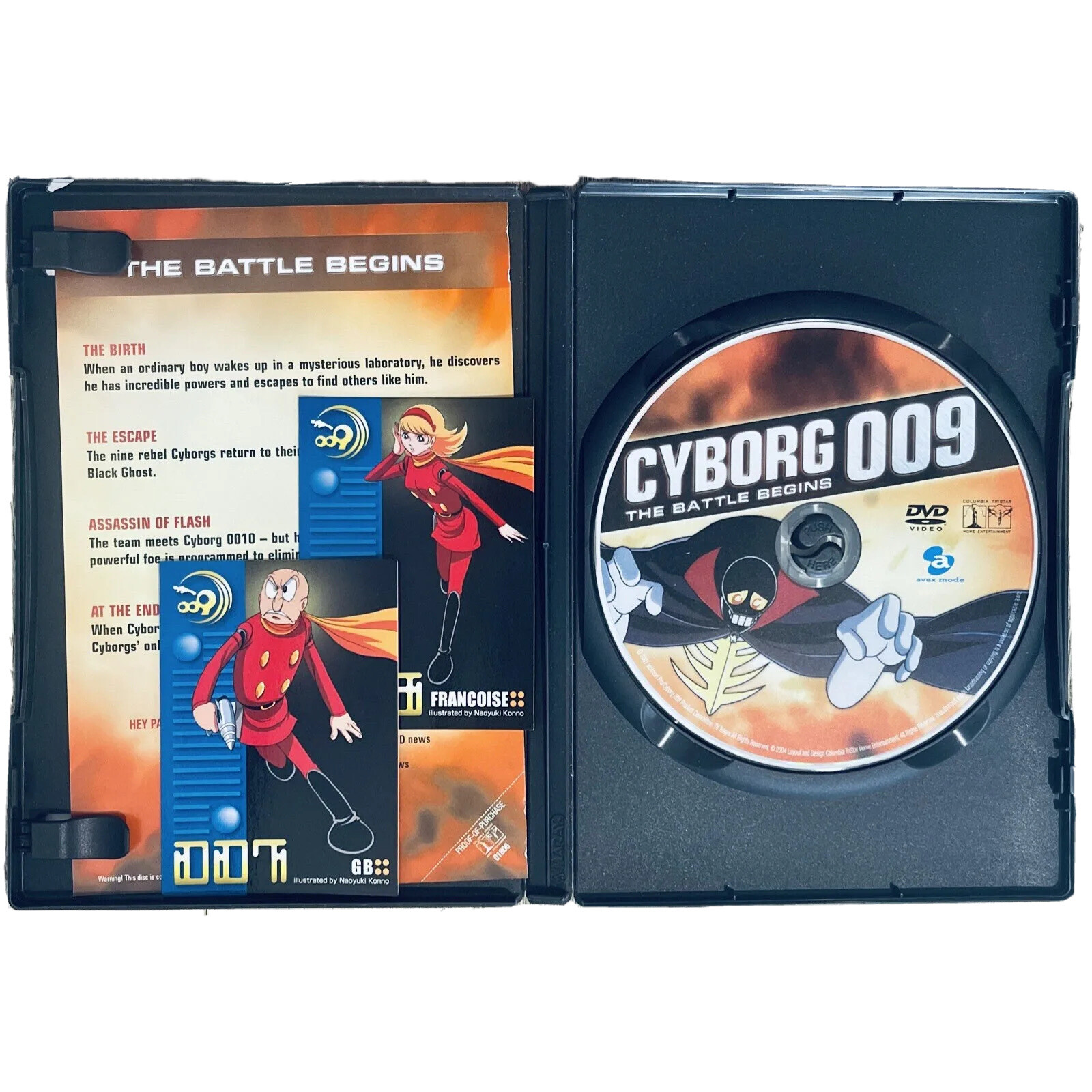 Cyborg 009 The Battle Begins DVD 2004 TV Y-7 First 4 Episodes 89 Min 2 Cards