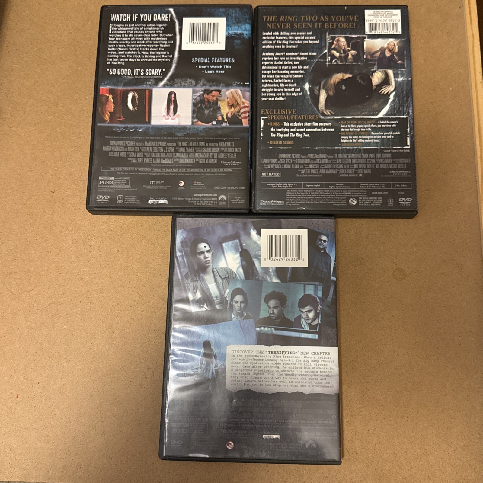 The Ring (2002) The Ring Two (2005) Rings (2017) 3 DVD set Trilogy