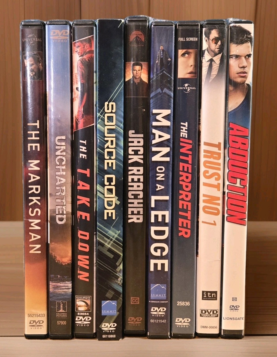 9 Action Movies Various Titles DVD Lot, Discs in Excellent Cond, Preowned