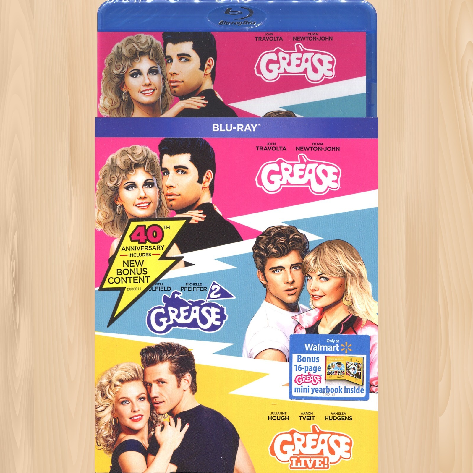 GREASE 40th Anniversary GREASE 2 / GREASE LIVE! Walmart BLU-RAY 3-Disc Set 0916