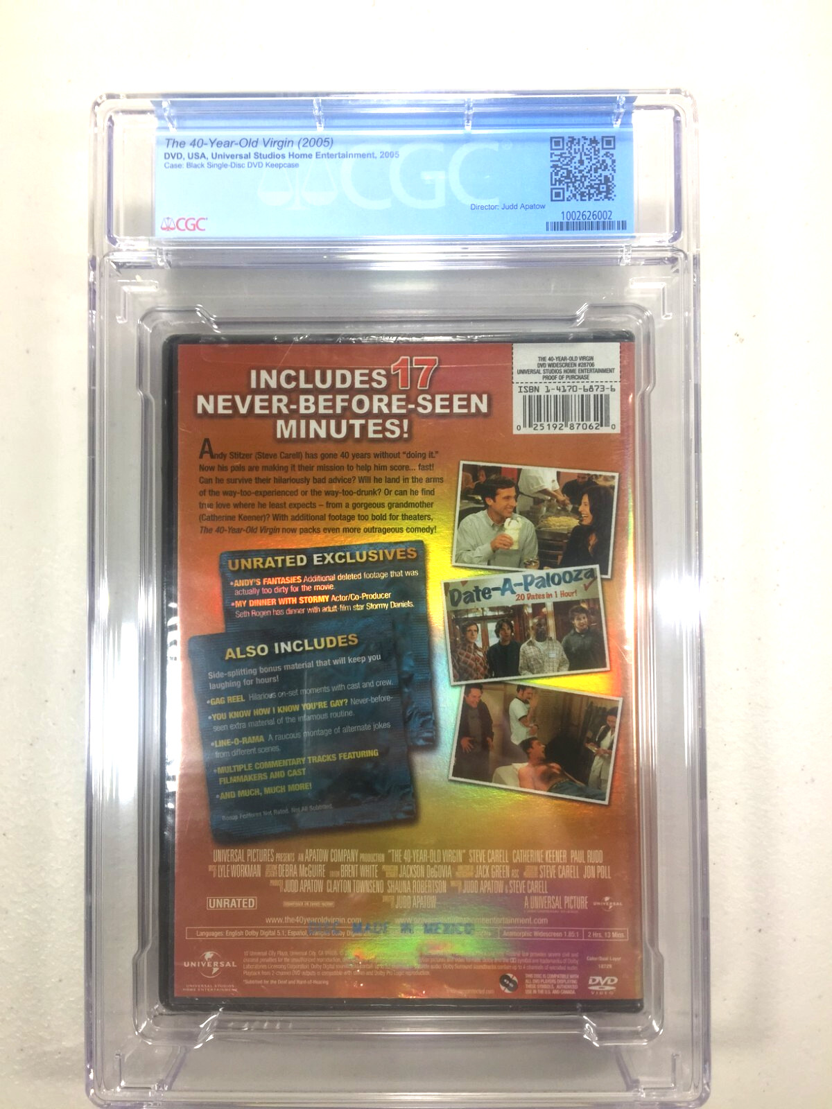 The 40-Year-Old Virgin CGC Graded 9.2 Refractor Cover DVD 2005 New A+ Seal
