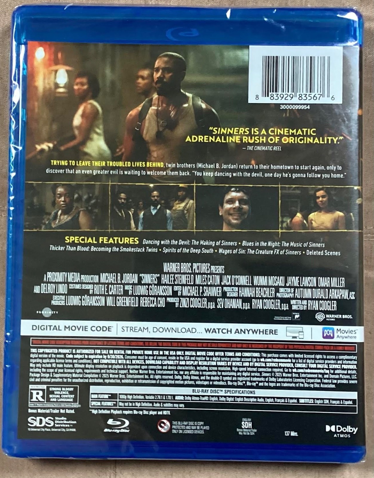 Sinners (Warner Bros July 2025) Blu-ray + Digital. Dark Comedy Sci Fi