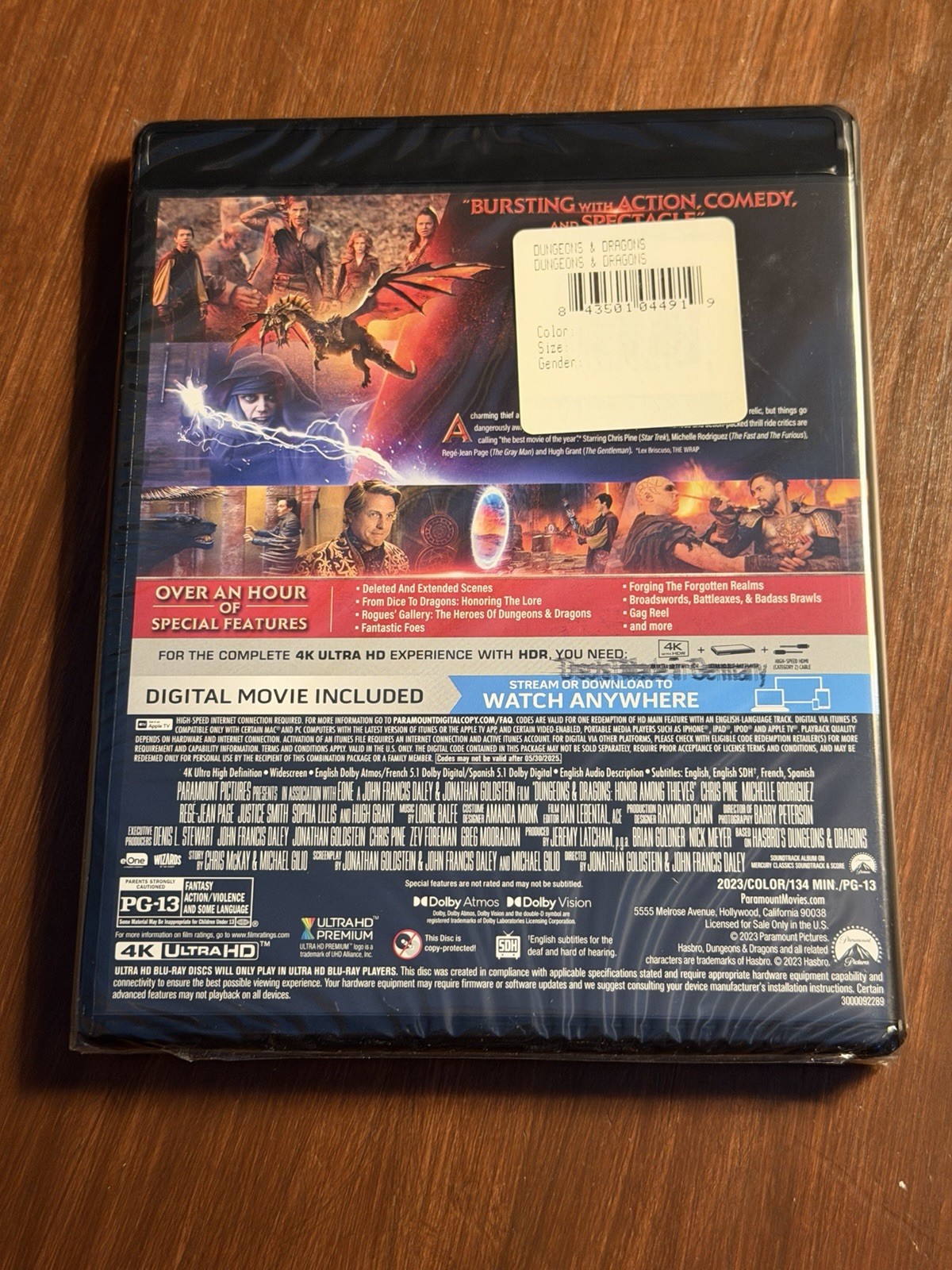 Dungeons & Dragons: Honor Among Thieves [New 4K UHD] w/Slipcover- Ships in Box!