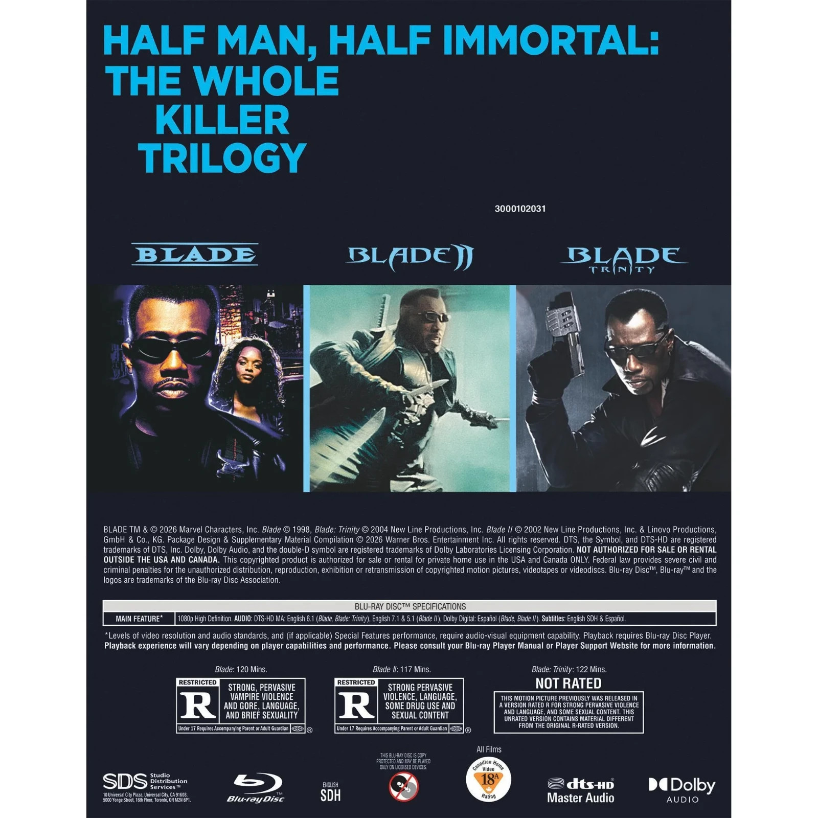 SINNERS 4K+Digital & Blade Trilogy (3x Blu-ray set + Slip Cover) VAMPIRES