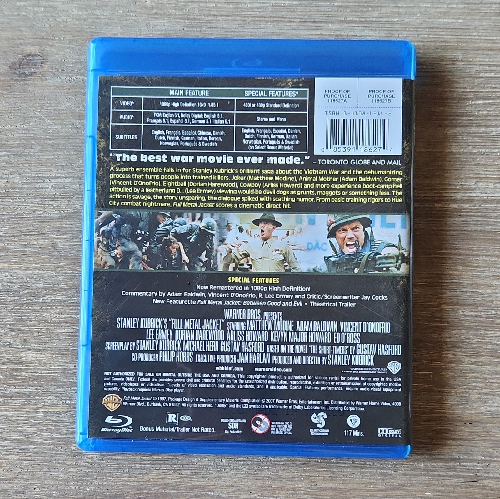 Warner Bros Full Metal Jacket Blu-ray Remastered 1.85:1 Region A English
