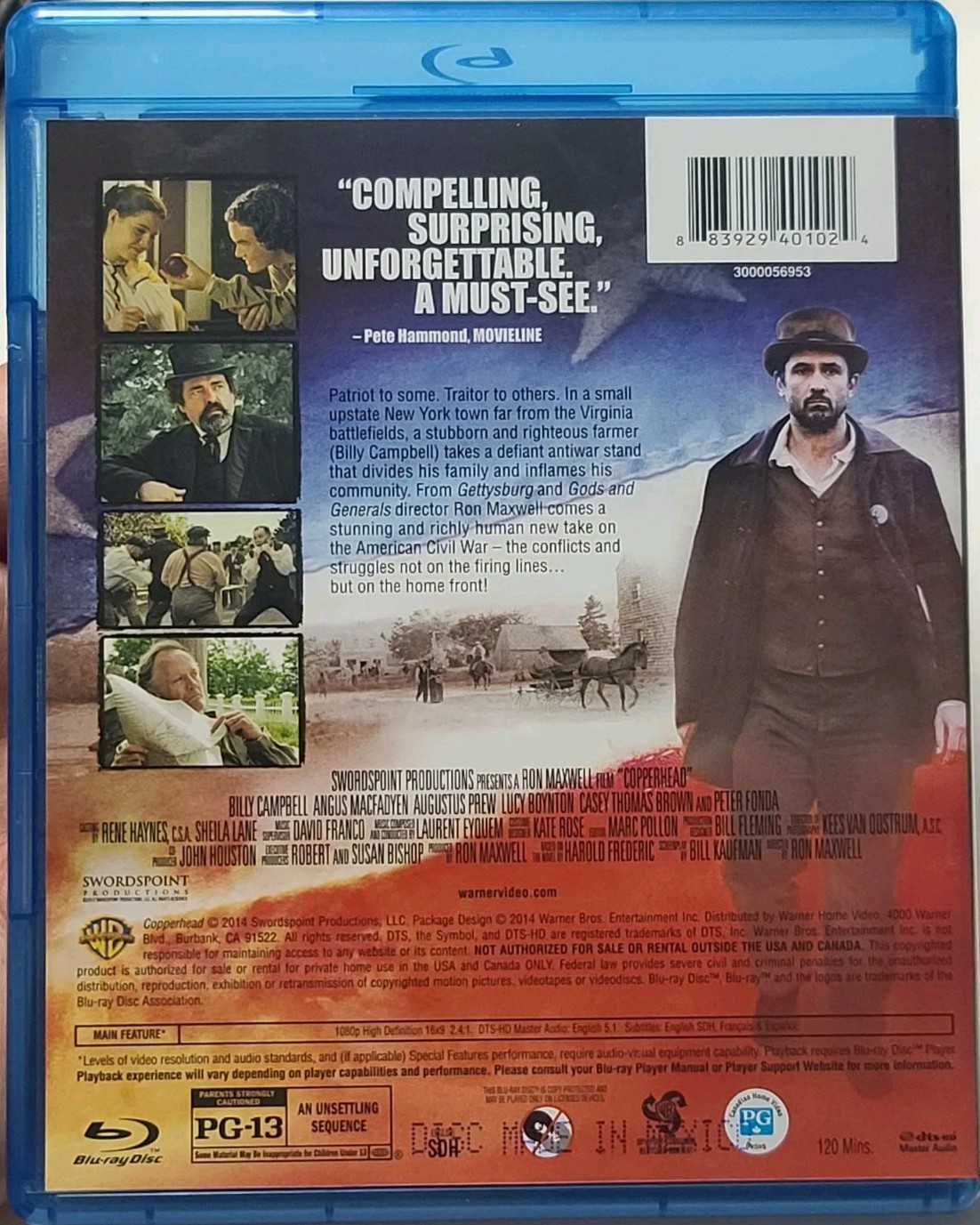 Copperhead (Blu-ray Disc, 2014) Ron Maxwell Billy Campbell