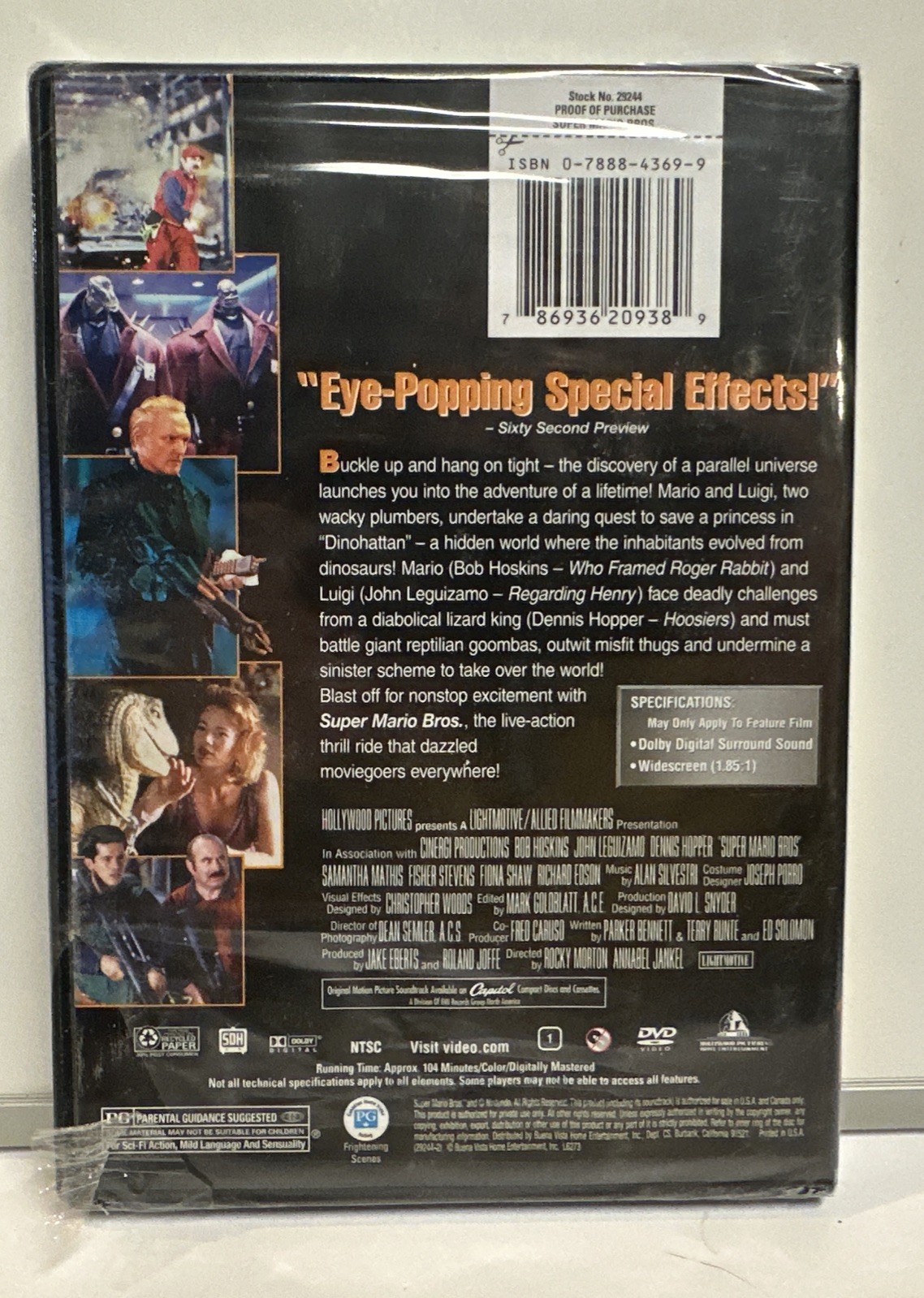 Super Mario Brothers DVD 1993 Release, Bob Hoskins, John Leguizamo NEW