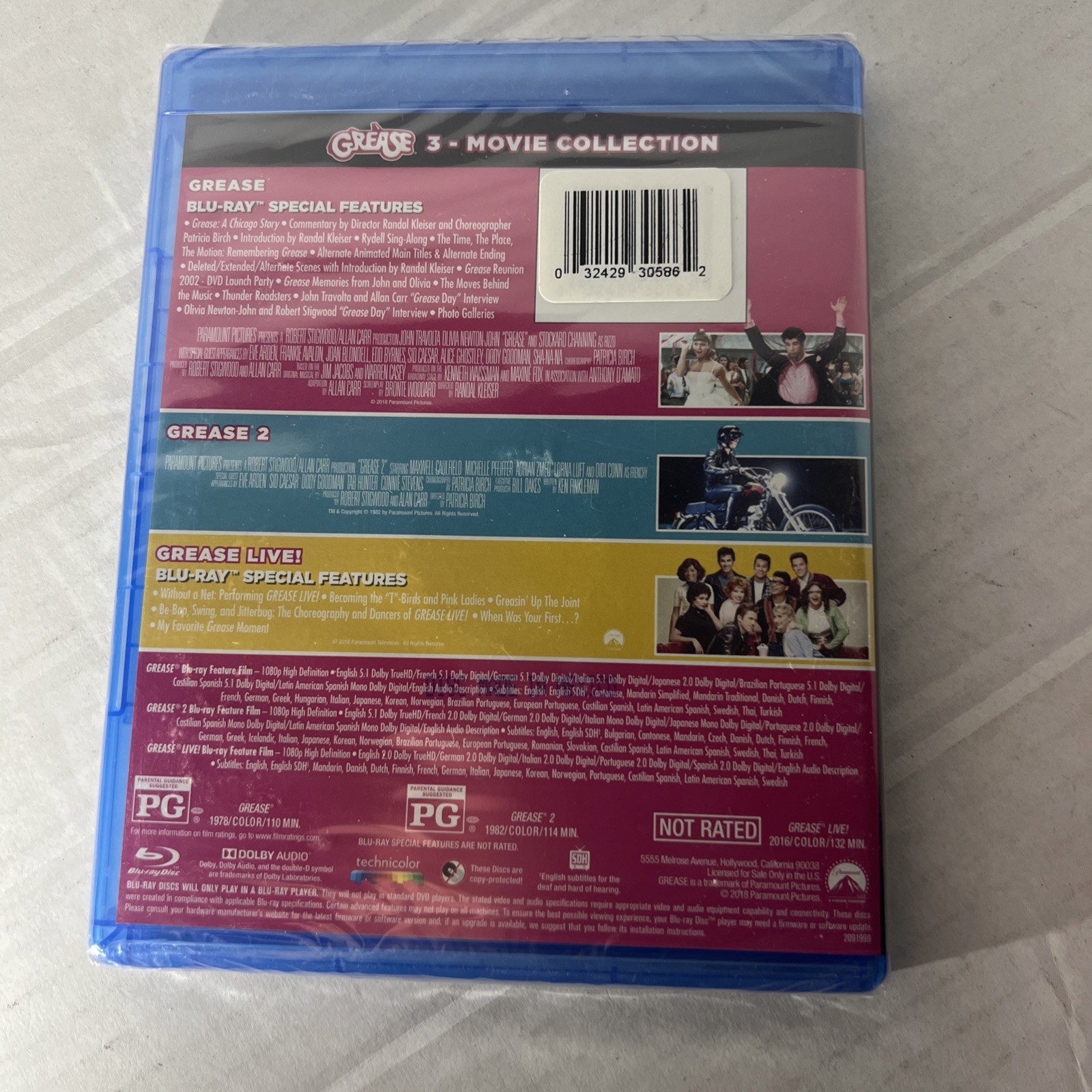 GREASE: 3-Movie Collection Blu Ray (Brand New)