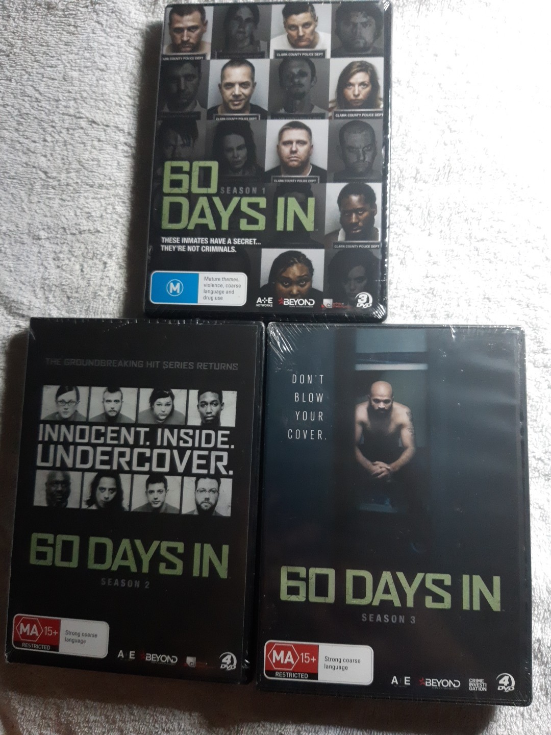60 DAYS IN. Complete Seasons 1 – 2 -3 . Dvd. 11 Discs.Brand New,Sealed.Region 4